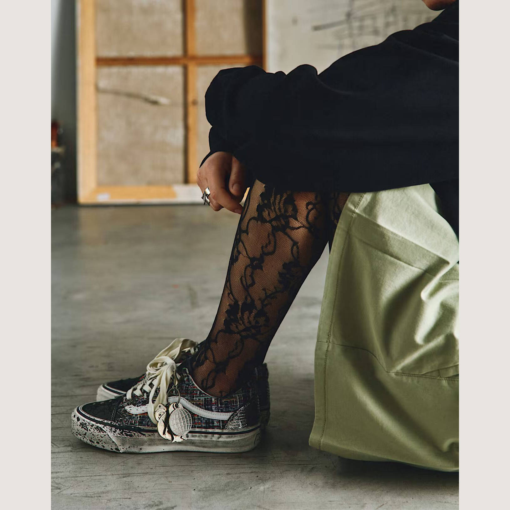 Vans Old Skool Premium Charms Black Grey Multi VN000D9VDE2 on foot