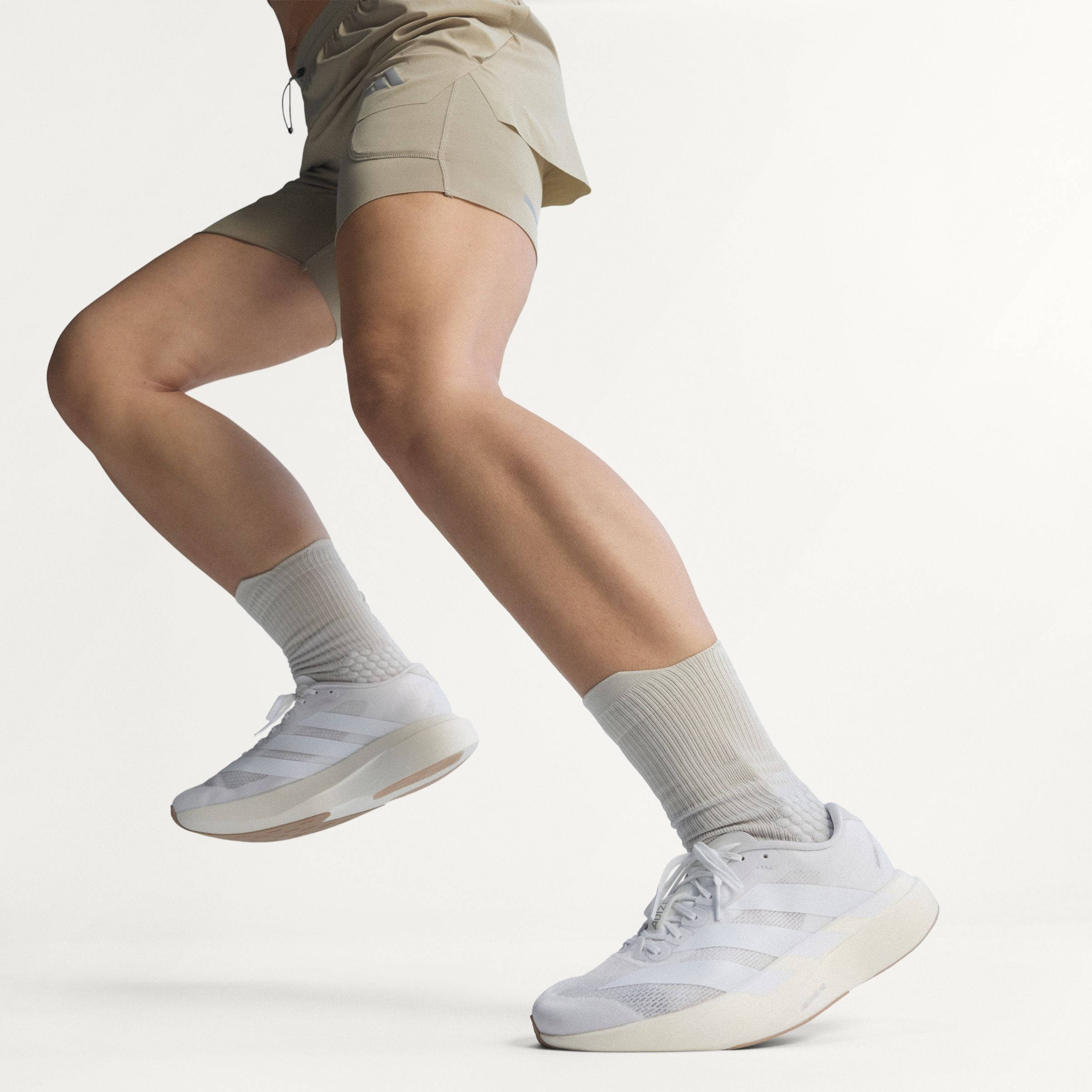 adidas Adizero Evo SL White Warm Sandstone KI9440 on foot
