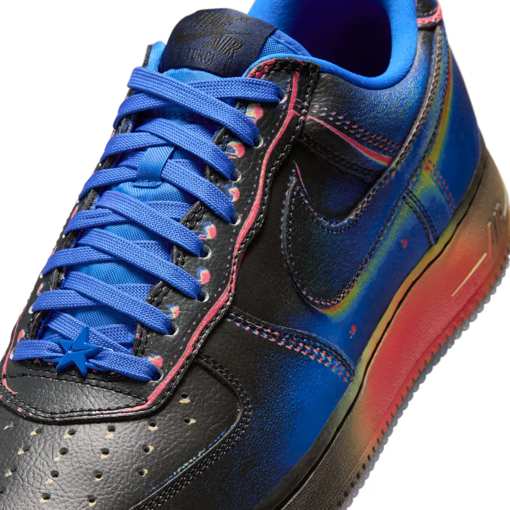 Nike Air Force 1 Low Heat Map side view showing the full thermal gradient running from blue through yellow red and orange