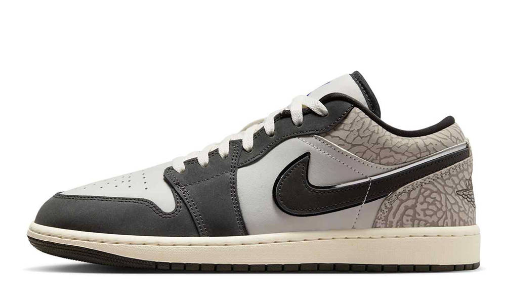 Air Jordan 1 Low Sail Deep Pewter Elephant Print IU2268-100