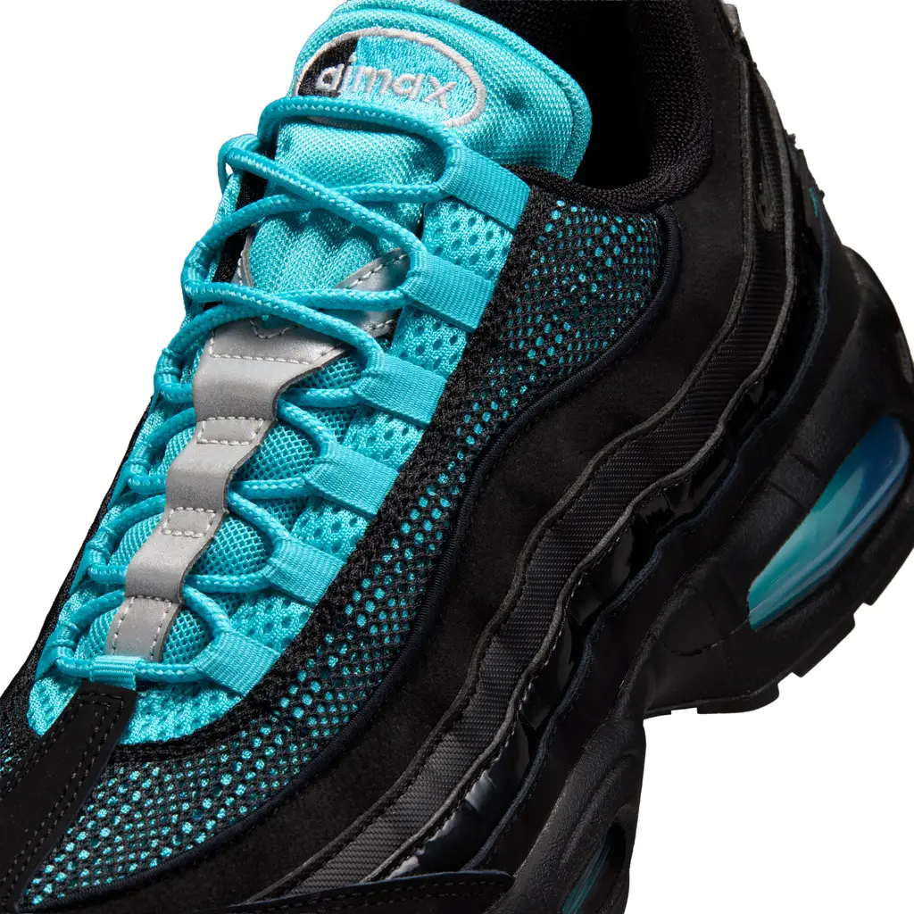 Nike Air Max 95 Big Bubble Scorpion side profile showing scorpion illustration along the midsole and Gamma Blue Air bubble interior