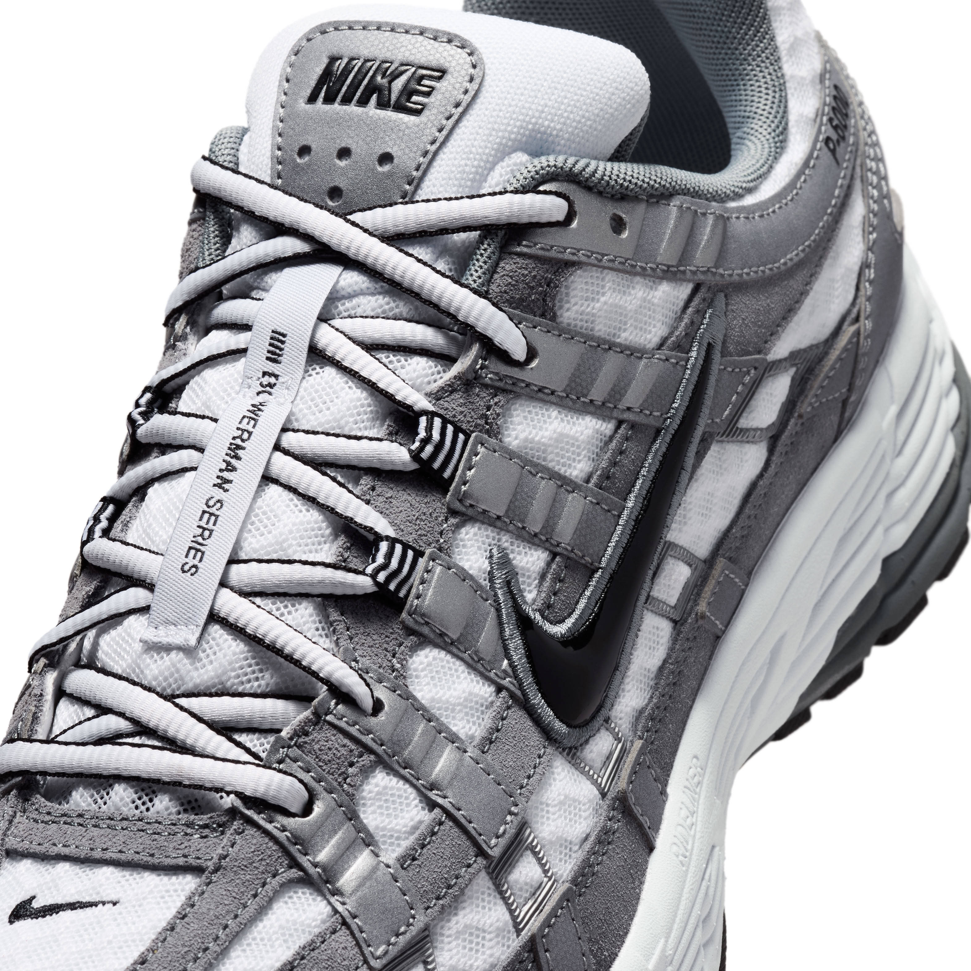 Nike P-6000 White Metallic Cool Grey Detail