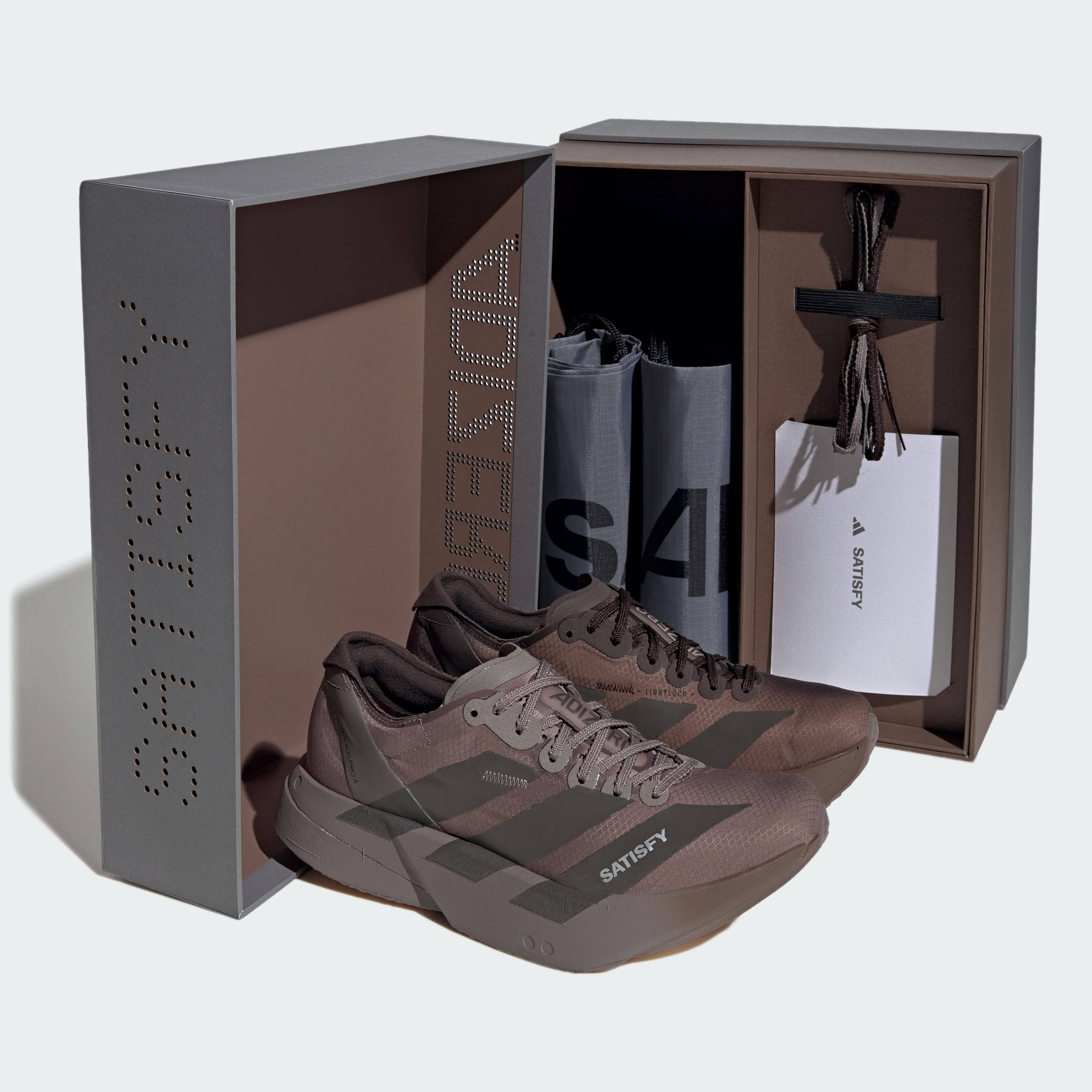 SATISFY x adidas Adizero Adios Pro 4 Brown Pack 1