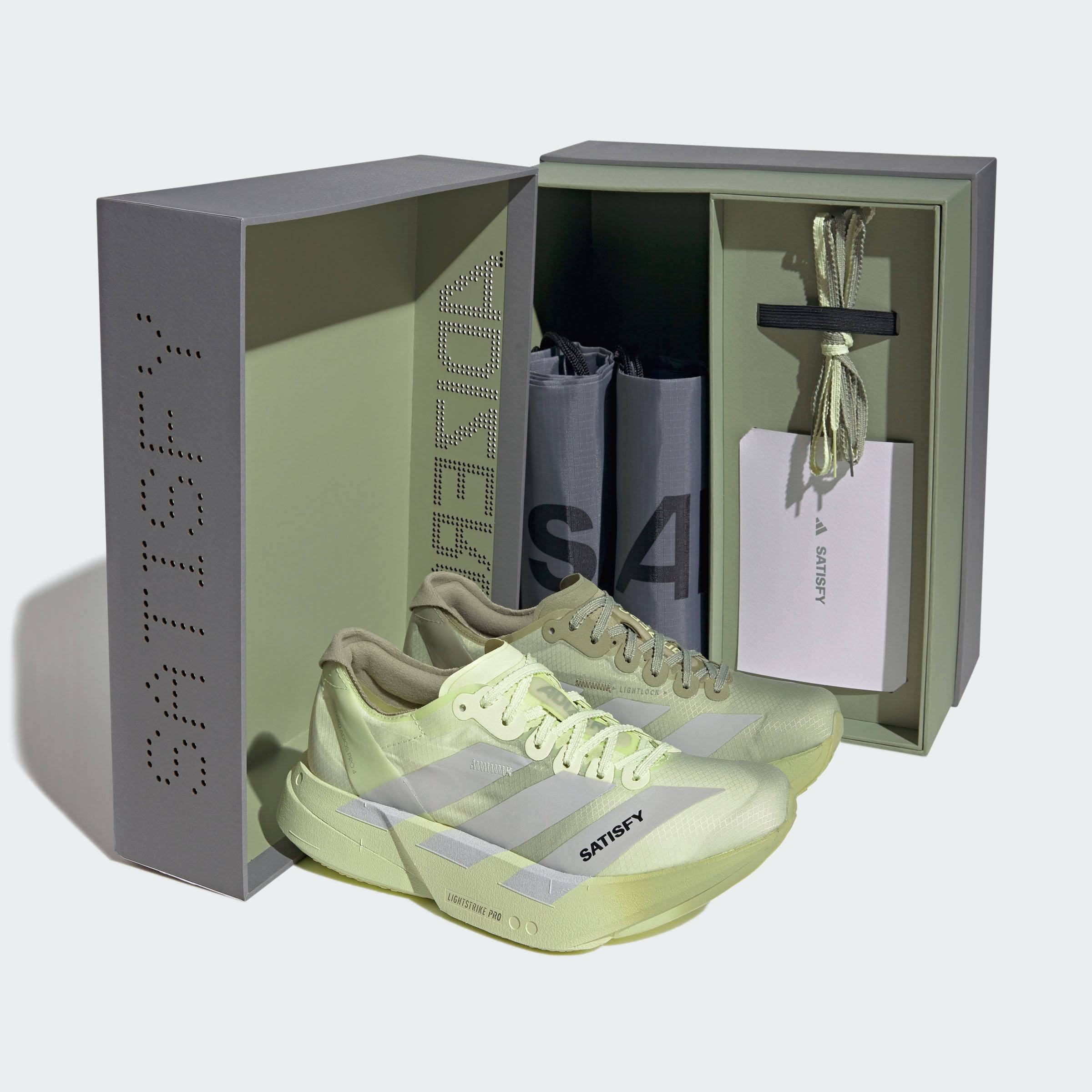 SATISFY x adidas Adizero Adios Pro 4 Sage Pack 1