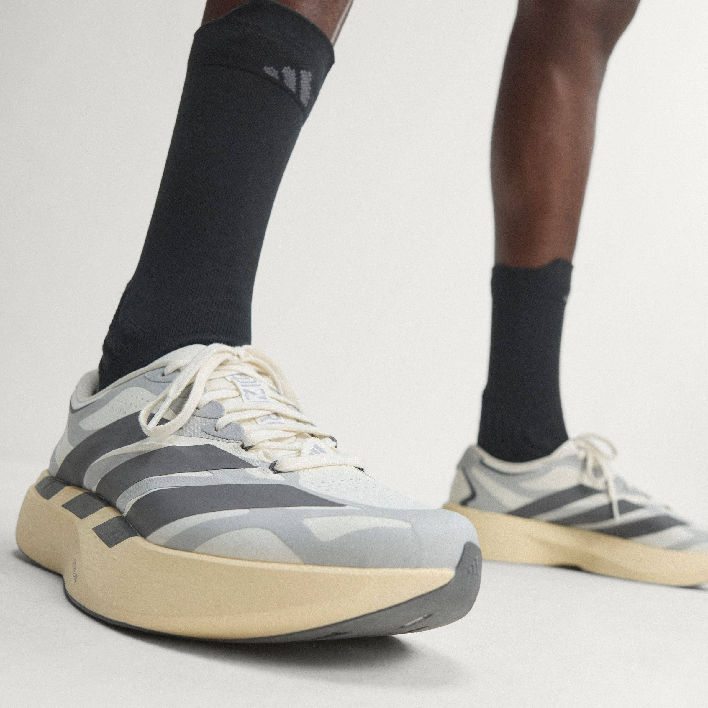 adidas Adizero EVO SL Core White Grey KJ0430 on foot