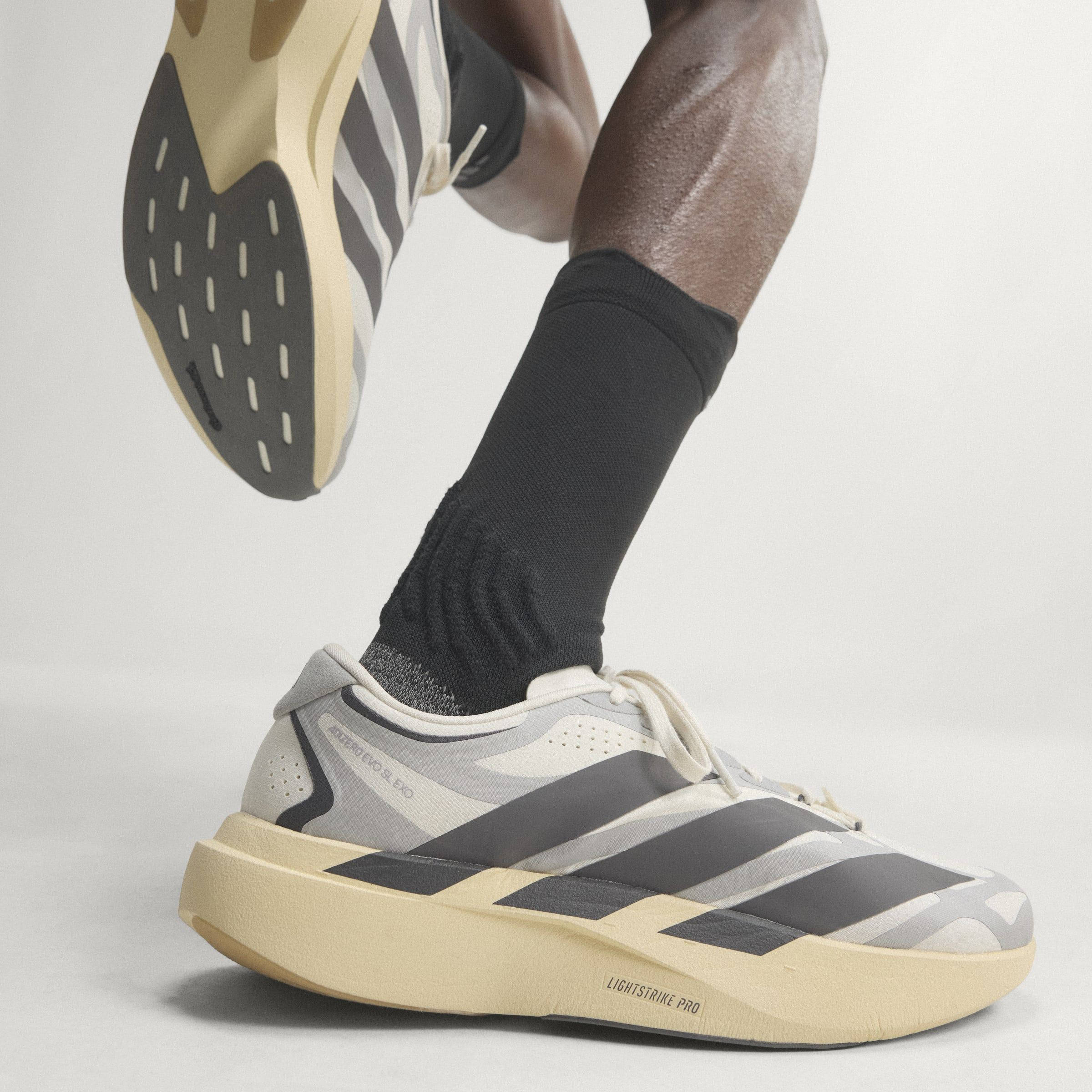 adidas Adizero EVO SL Core White Grey KJ0430 on foots ide