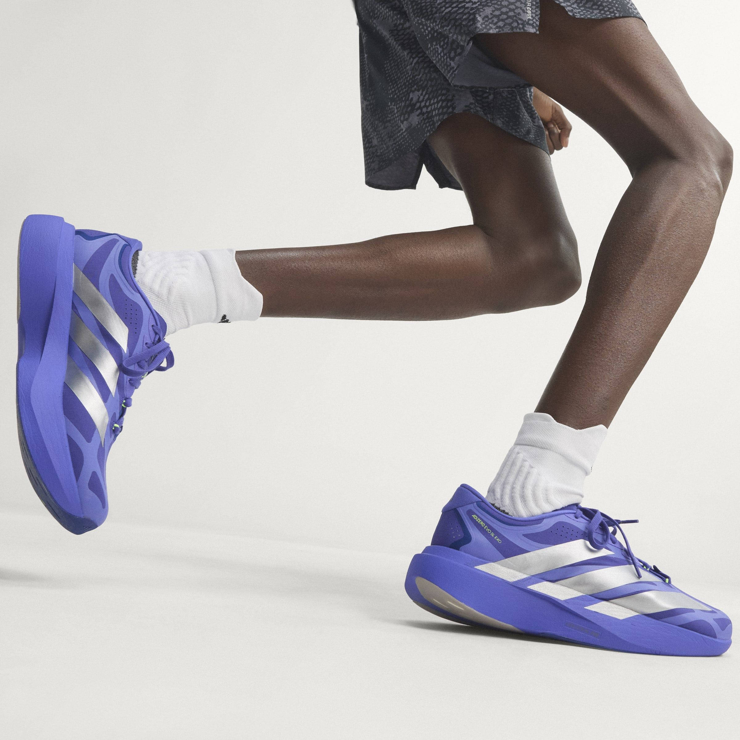 adidas Adizero EVO SL EXO Solar Purple Silver KJ0424 on foot