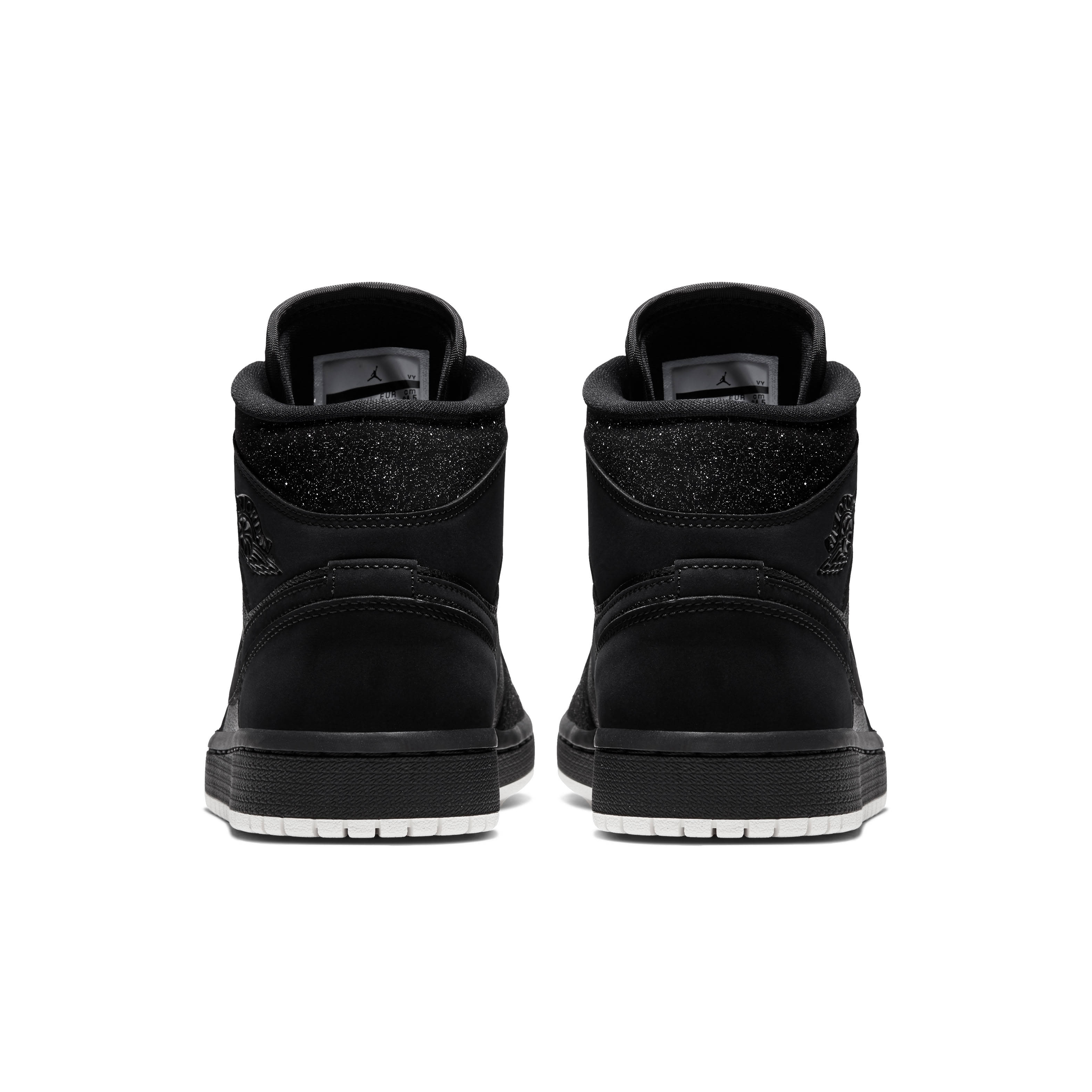 Air Jordan 1 Mid Black Glitter Heel