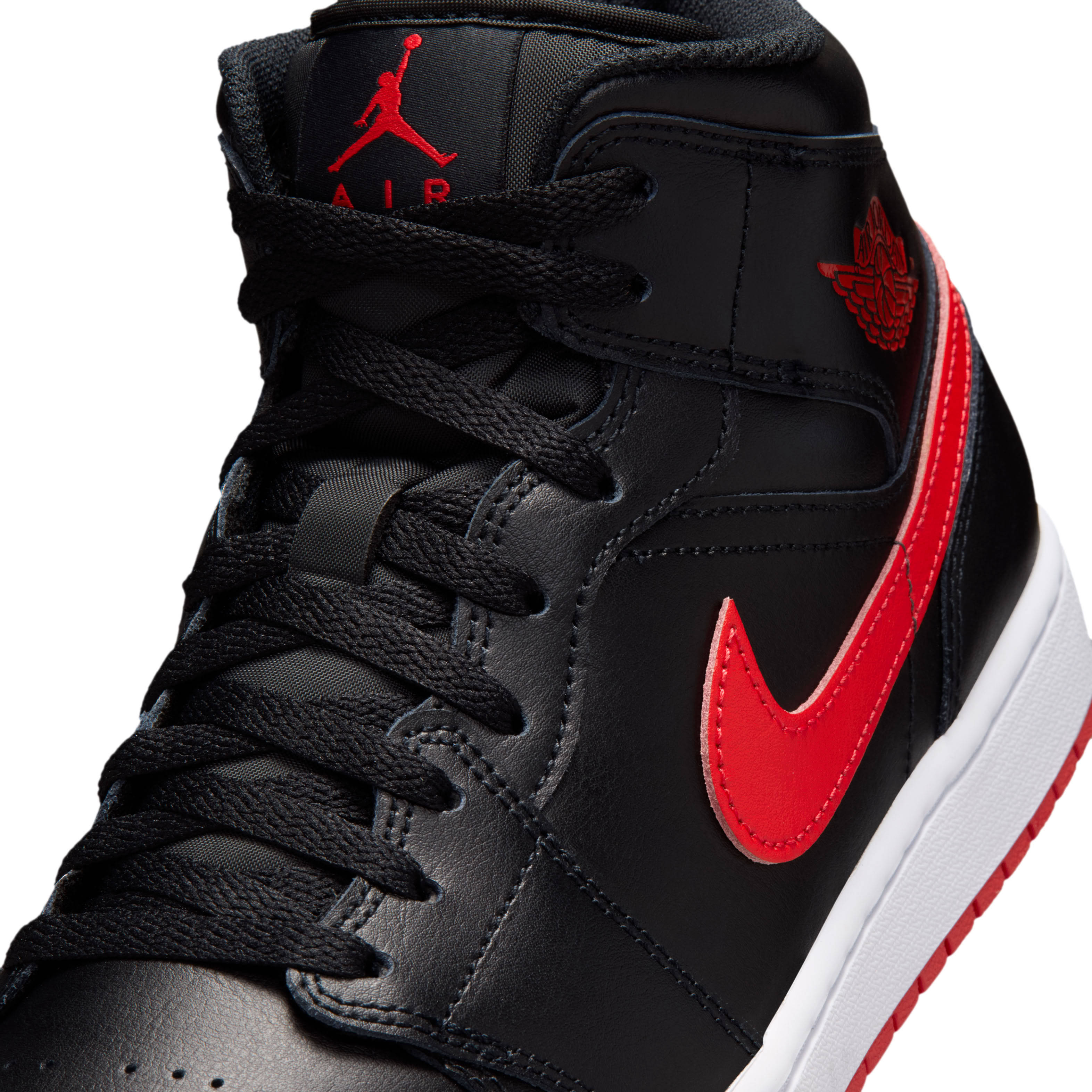 Air Jordan 1 Mid Black University Red Detail