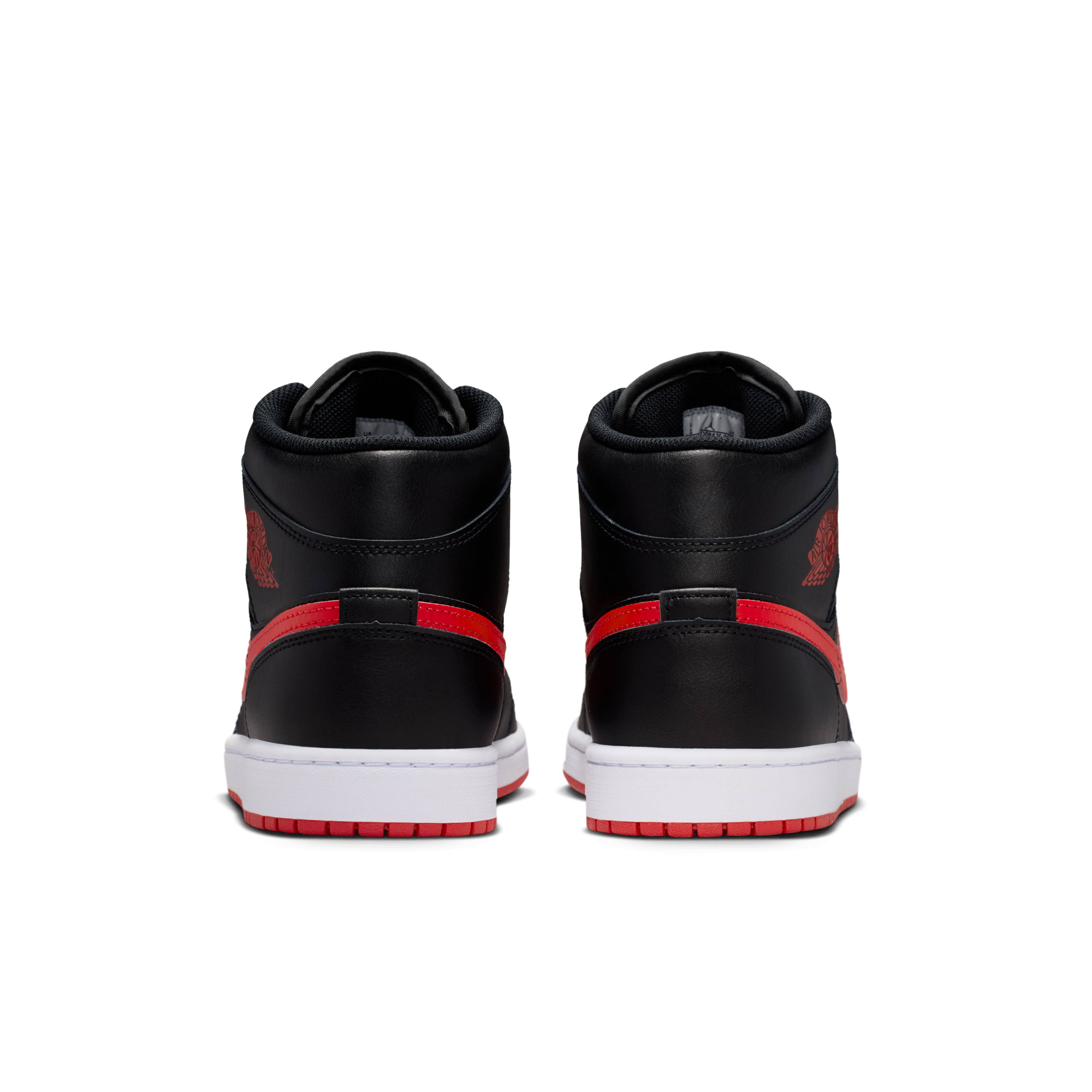 Air Jordan 1 Mid Black University Red Heel