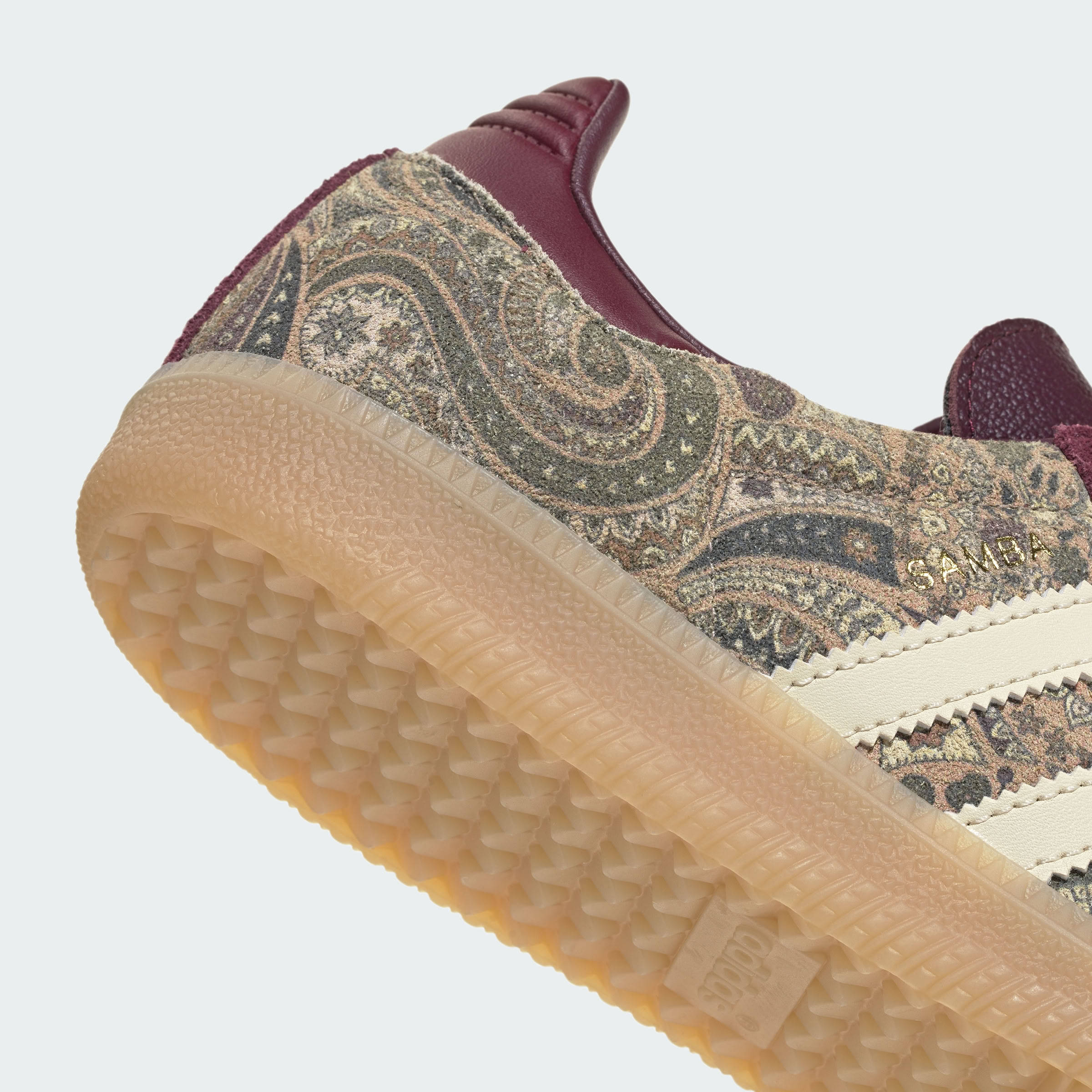 Liberty London x adidas Samba OG Maroon Warm Vanilla Detail