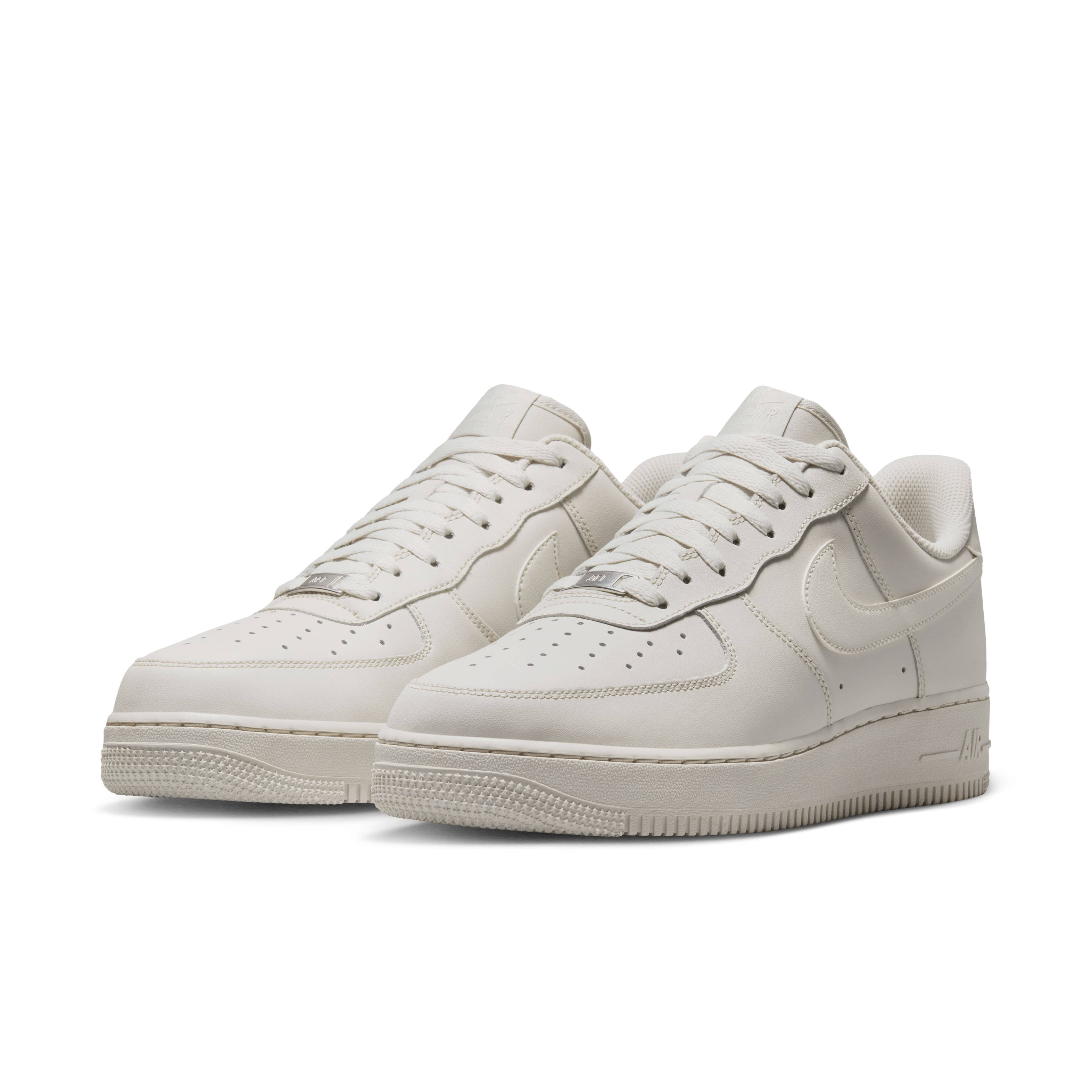 Nike Air Force 1 '07 Light Bone Metallic Silver Pair
