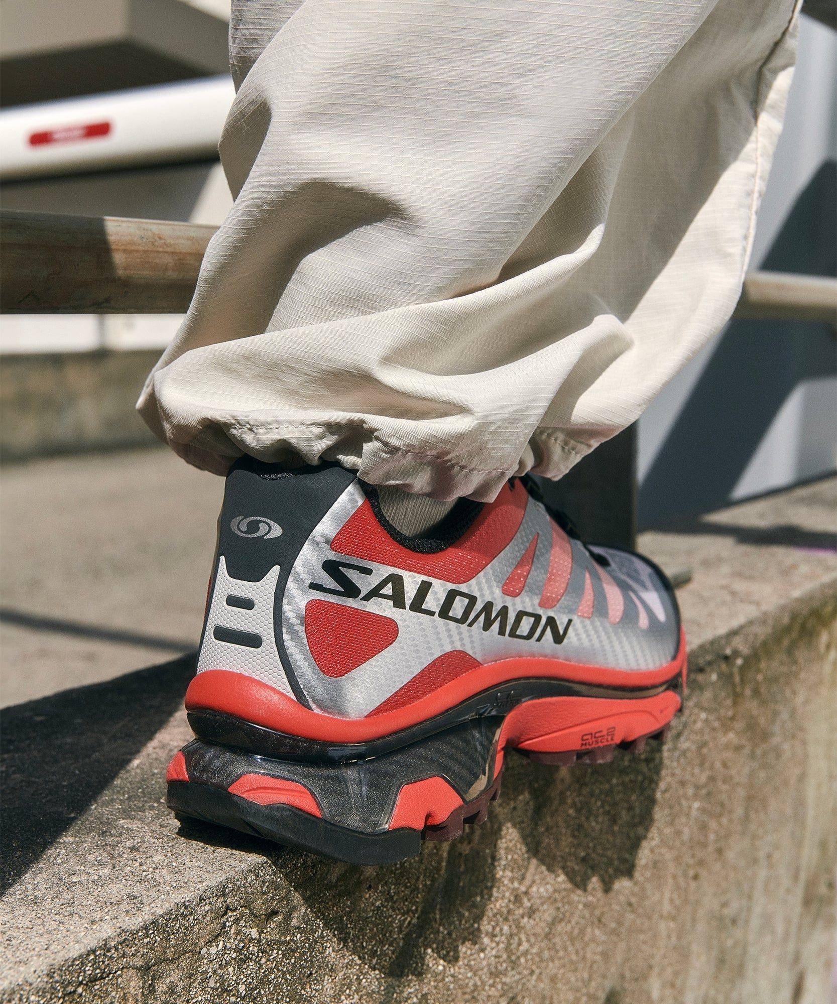 Salomon XT-4 OG Race Flag Silver Fiery Red L49217000 on foot back