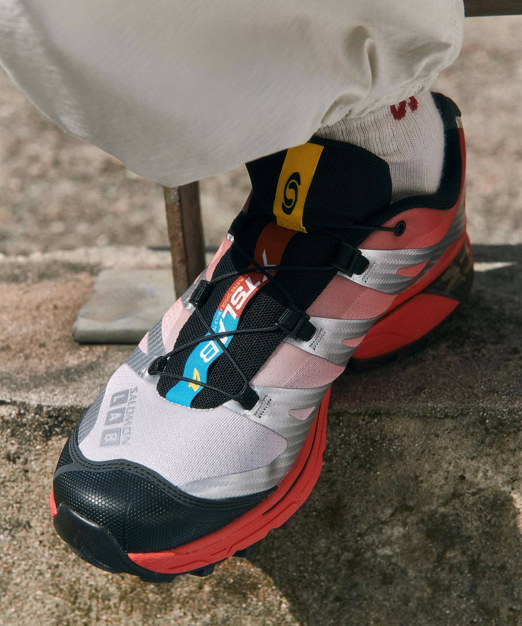 Salomon XT-4 OG Race Flag Silver Fiery Red L49217000 on foot