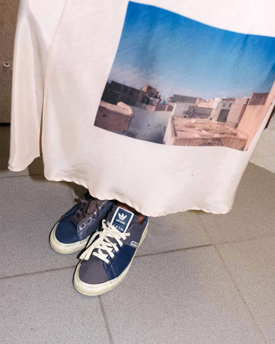 Song for the Mute x adidas Stan Smith Navy on foot