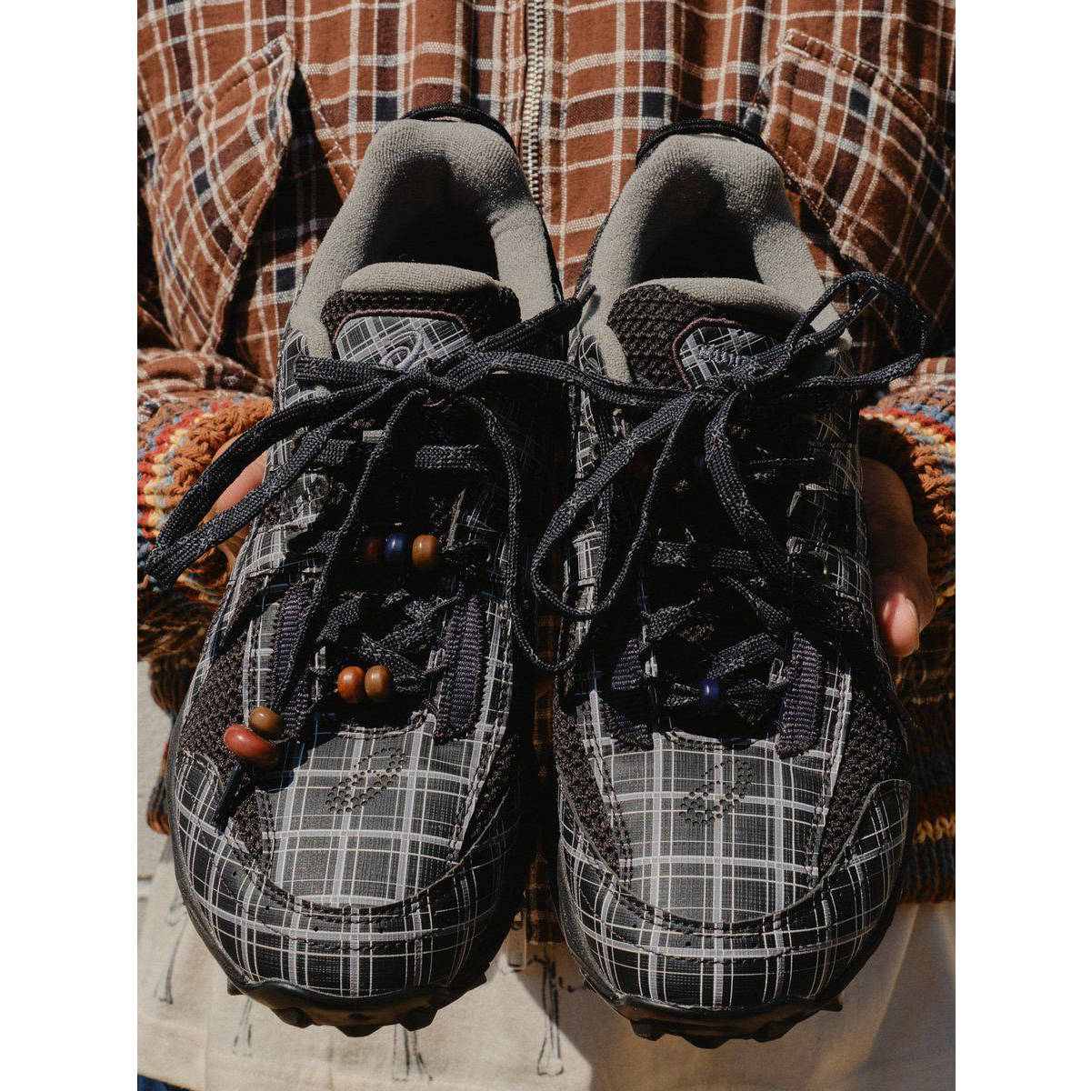 Story MFG x ASICS Black Tartan on hand
