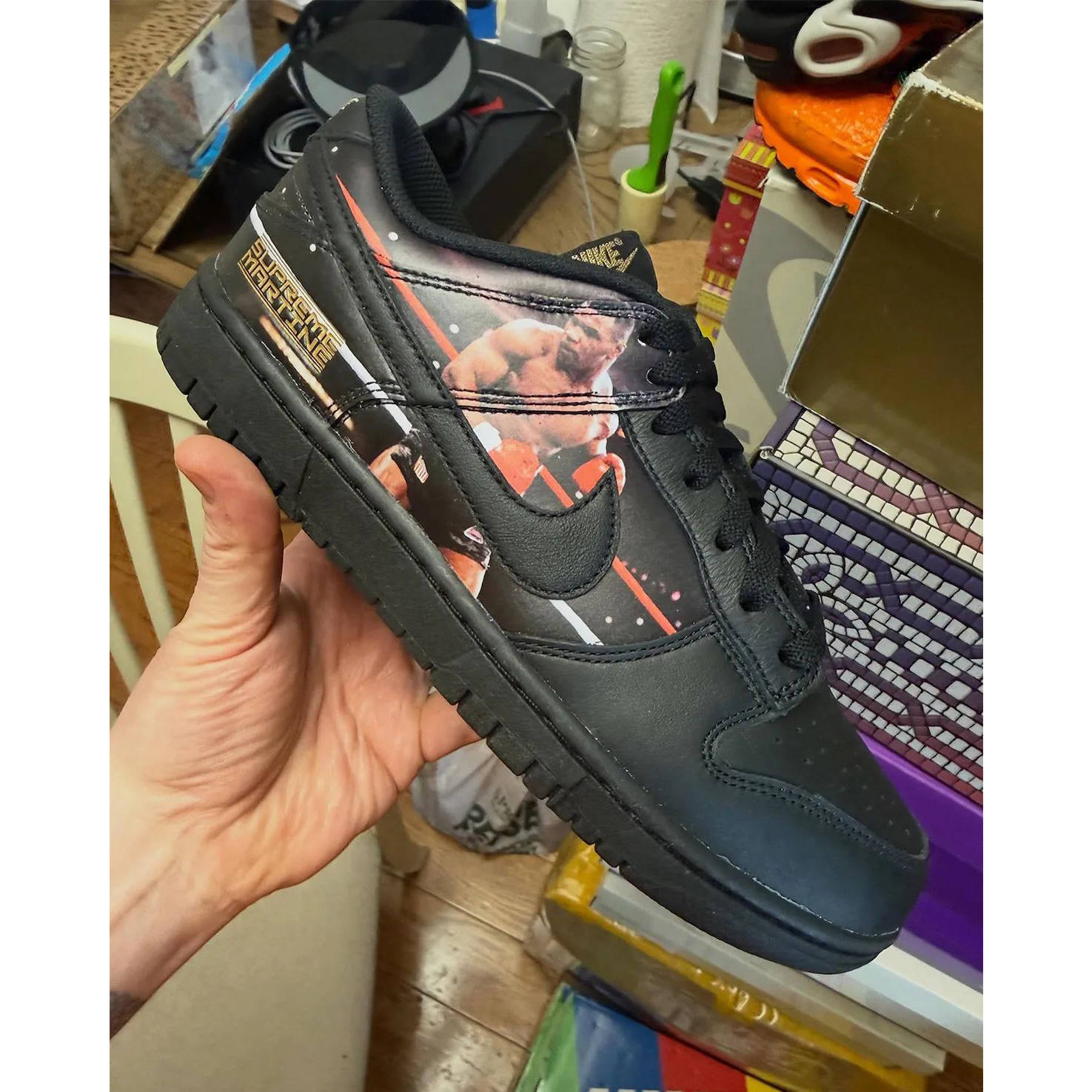 Supreme x Martine Rose x Nike Dunk Low Mike Tyson Black JA1868-001 logo
