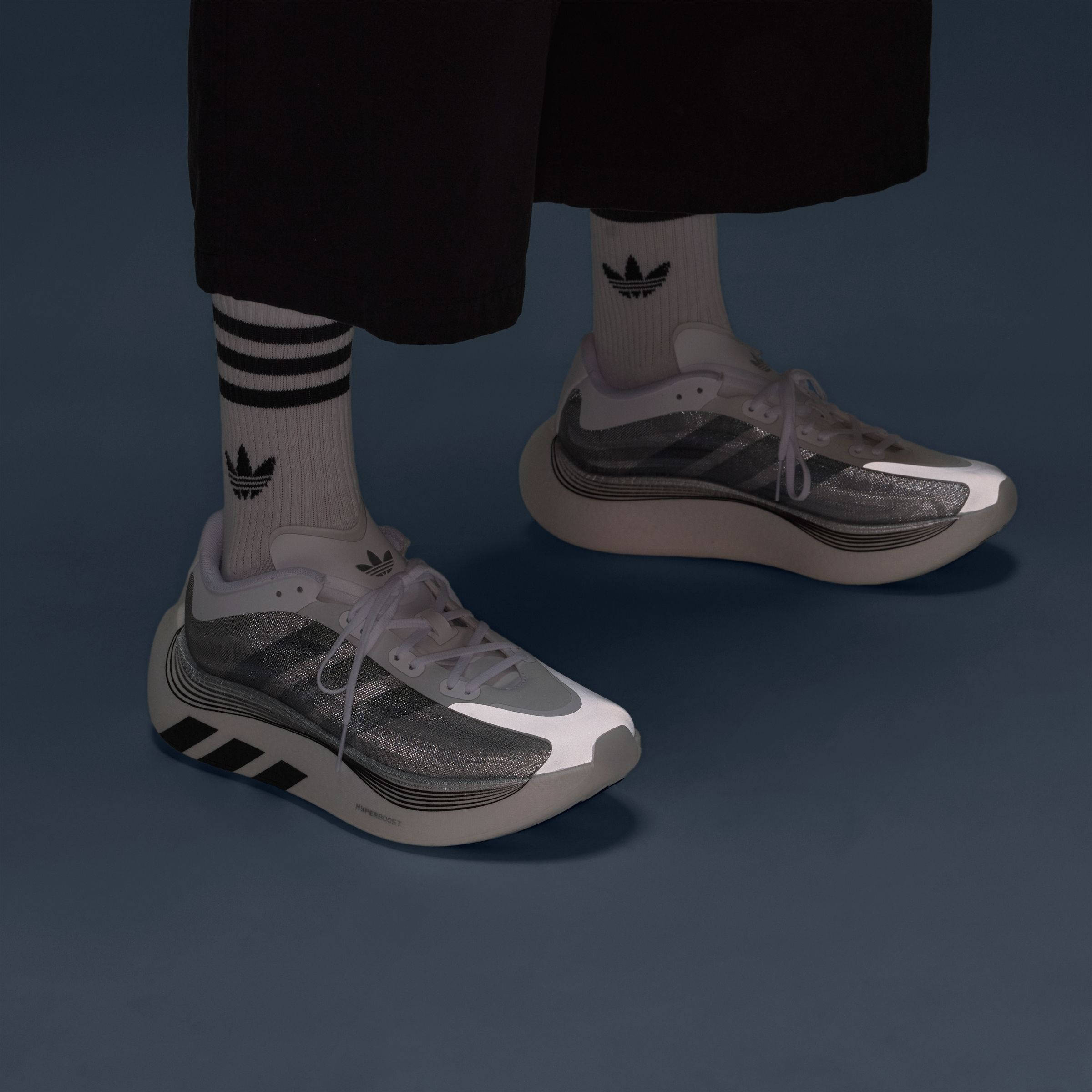 adidas Hyperboost Euphoria LT Black White Silver LA5997 on foot front