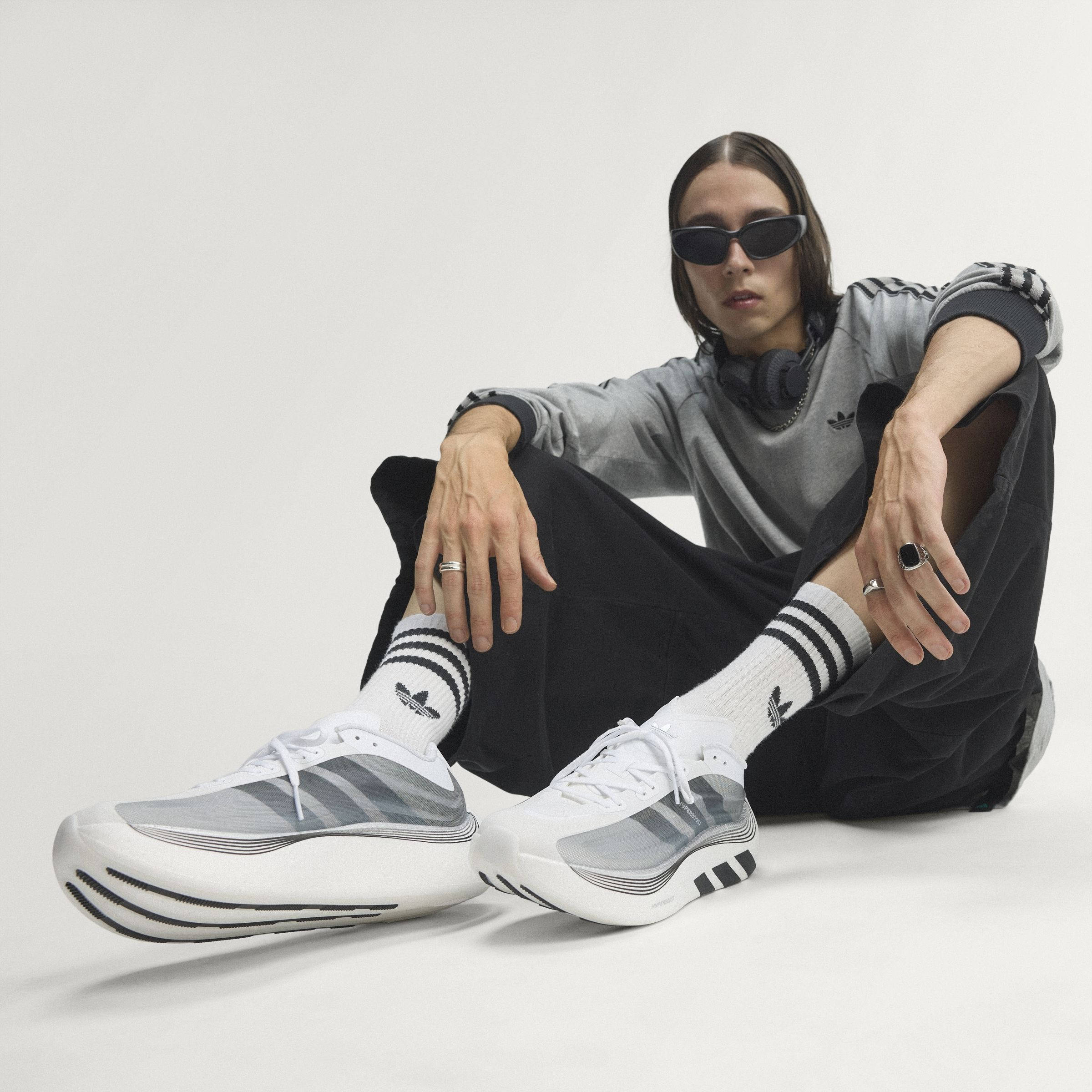 adidas Hyperboost Euphoria LT Black White Silver LA5997 on foot side