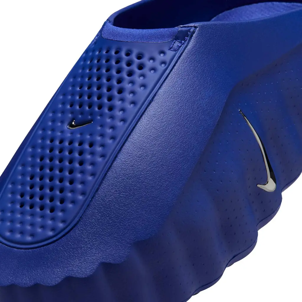 Nike Mind 001 Slide Old Royal side profile showing oversized cushioning pods in Midnight Navy