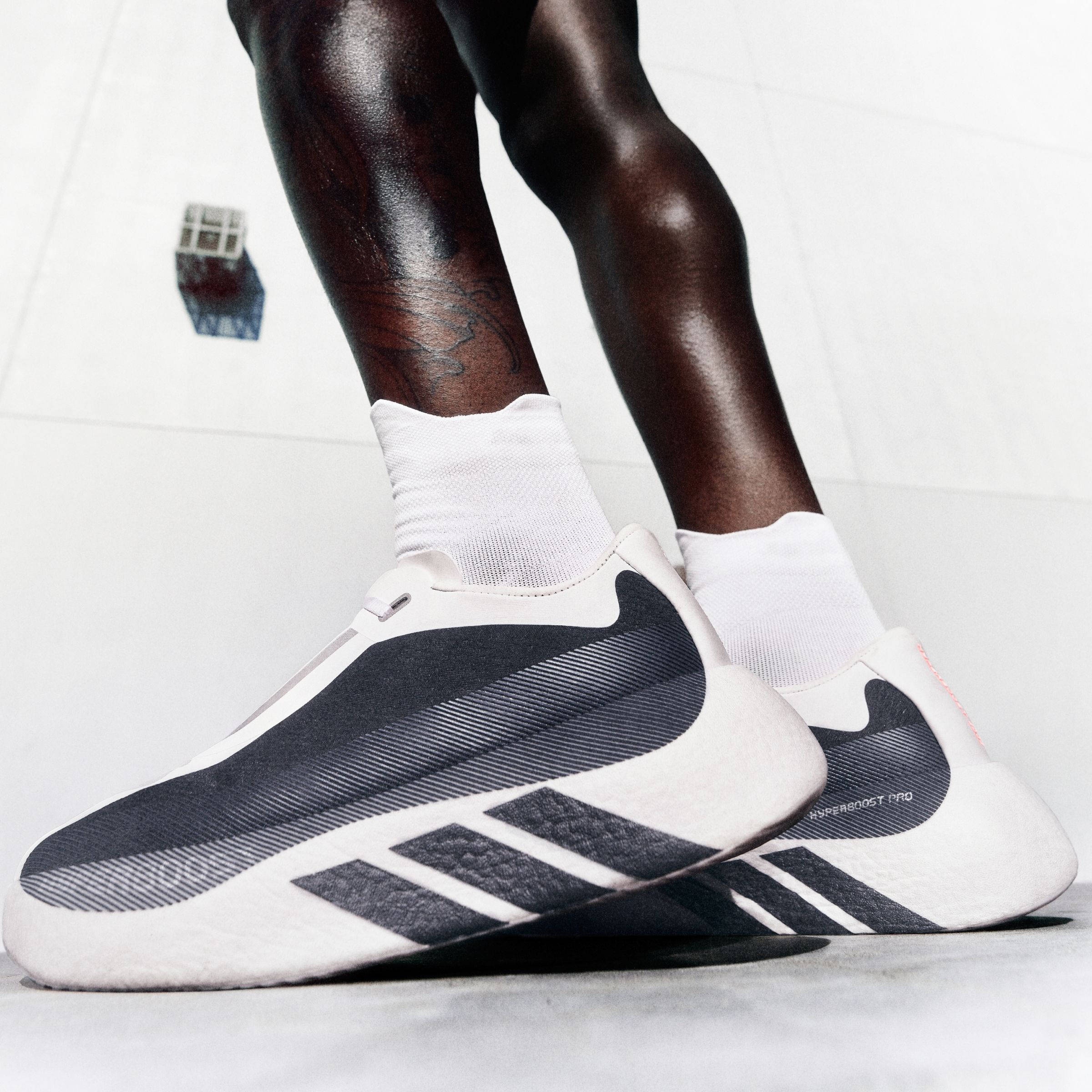 adidas Hyper Boost Edge White Aurora Onix KI4392 on foot side