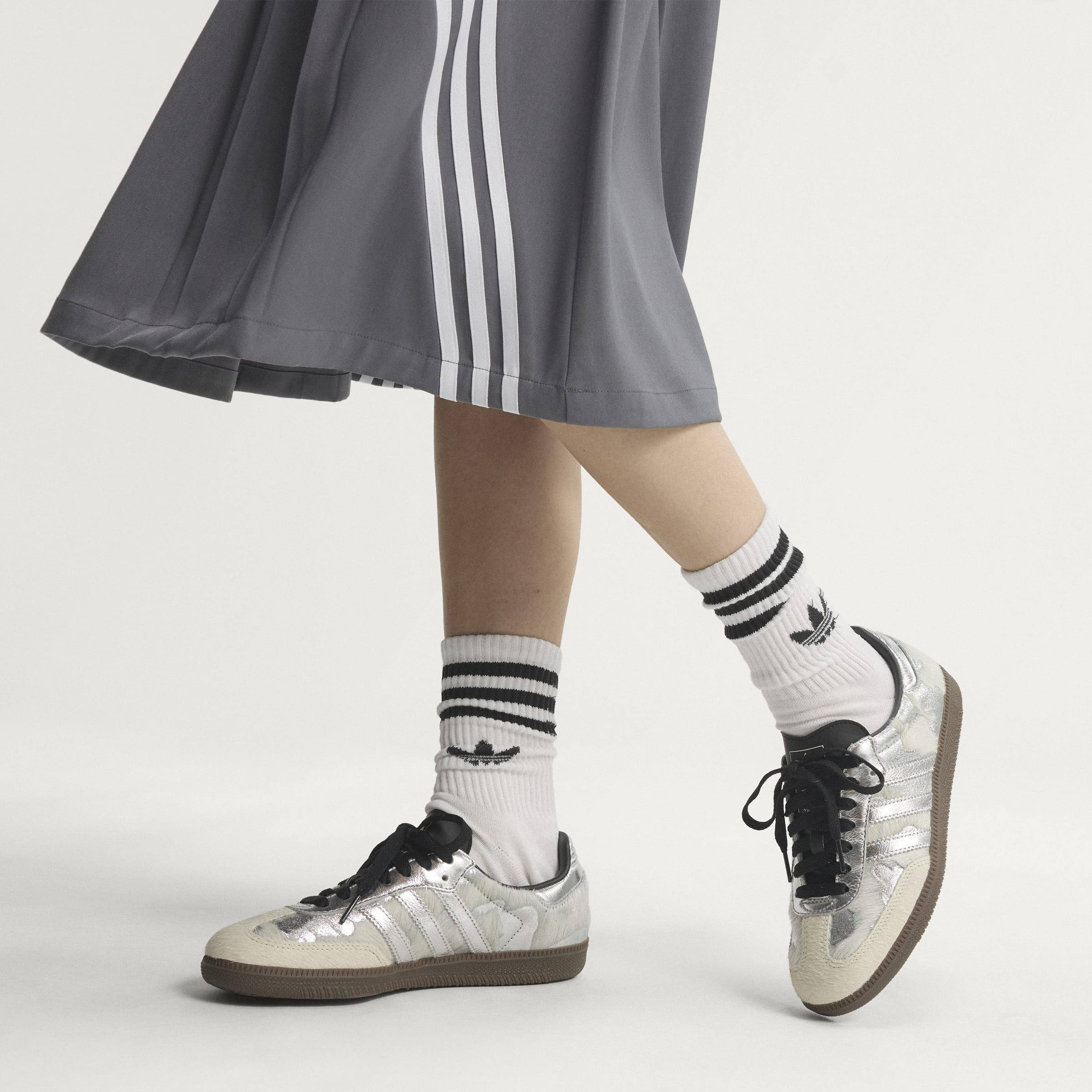 adidas Samba OG Cream Pony Hair Silver Metallic KJ2314 on foot