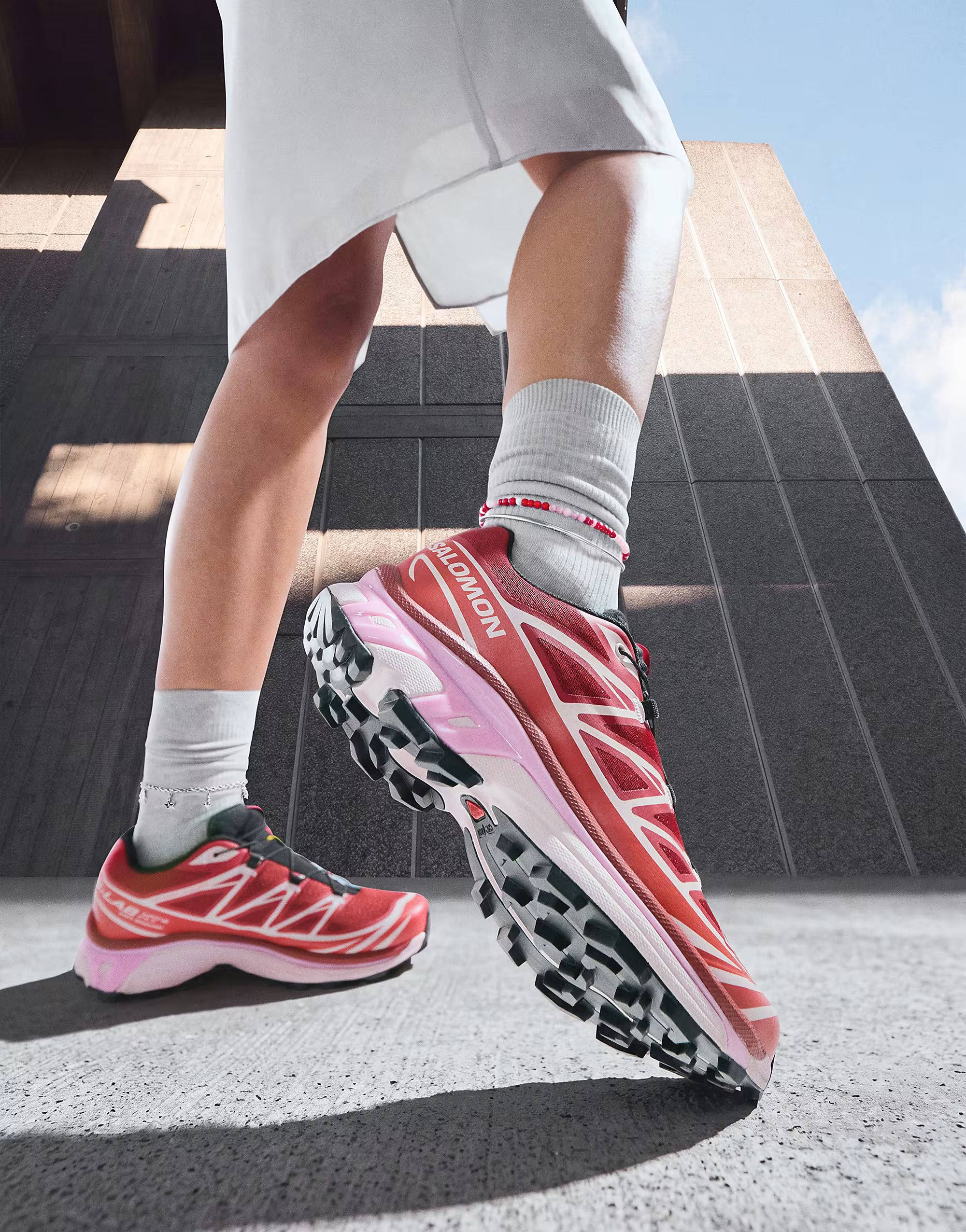 Salomon XT-6 Lava Falls Icy Pink on foot back