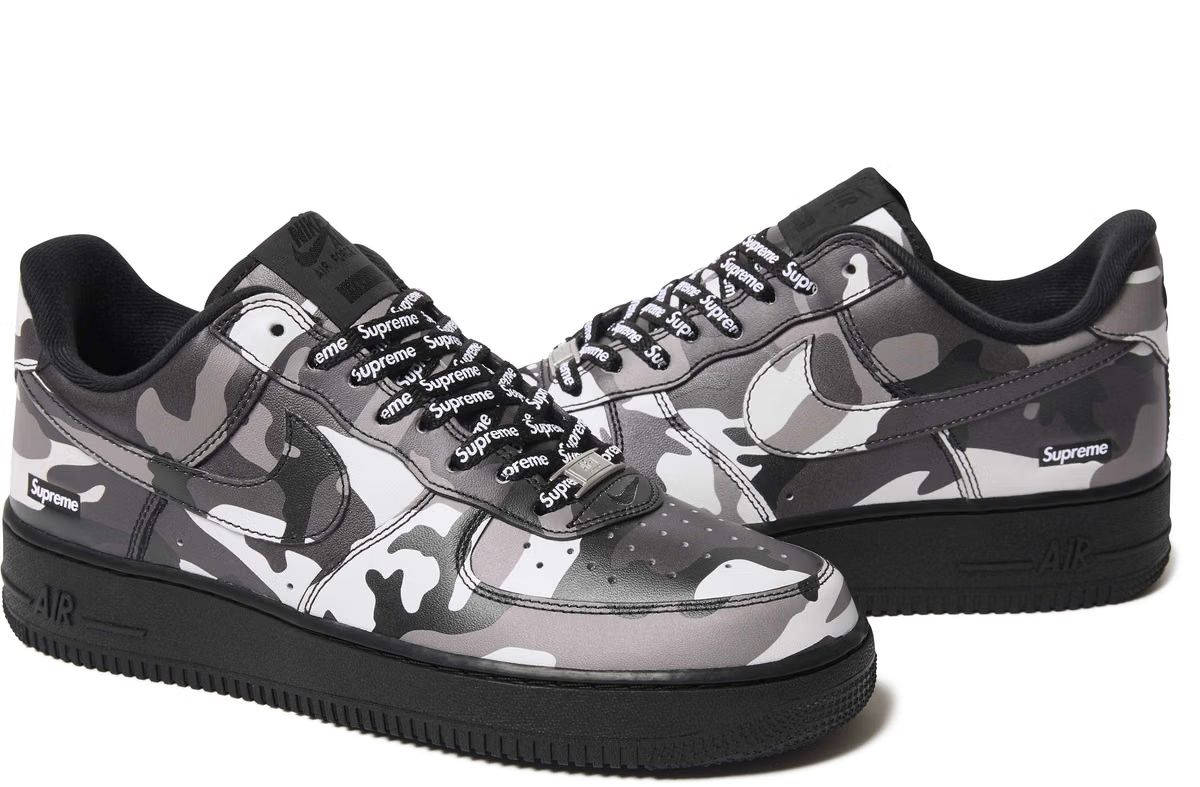Supreme x Nike Air Force 1 Camo Black front