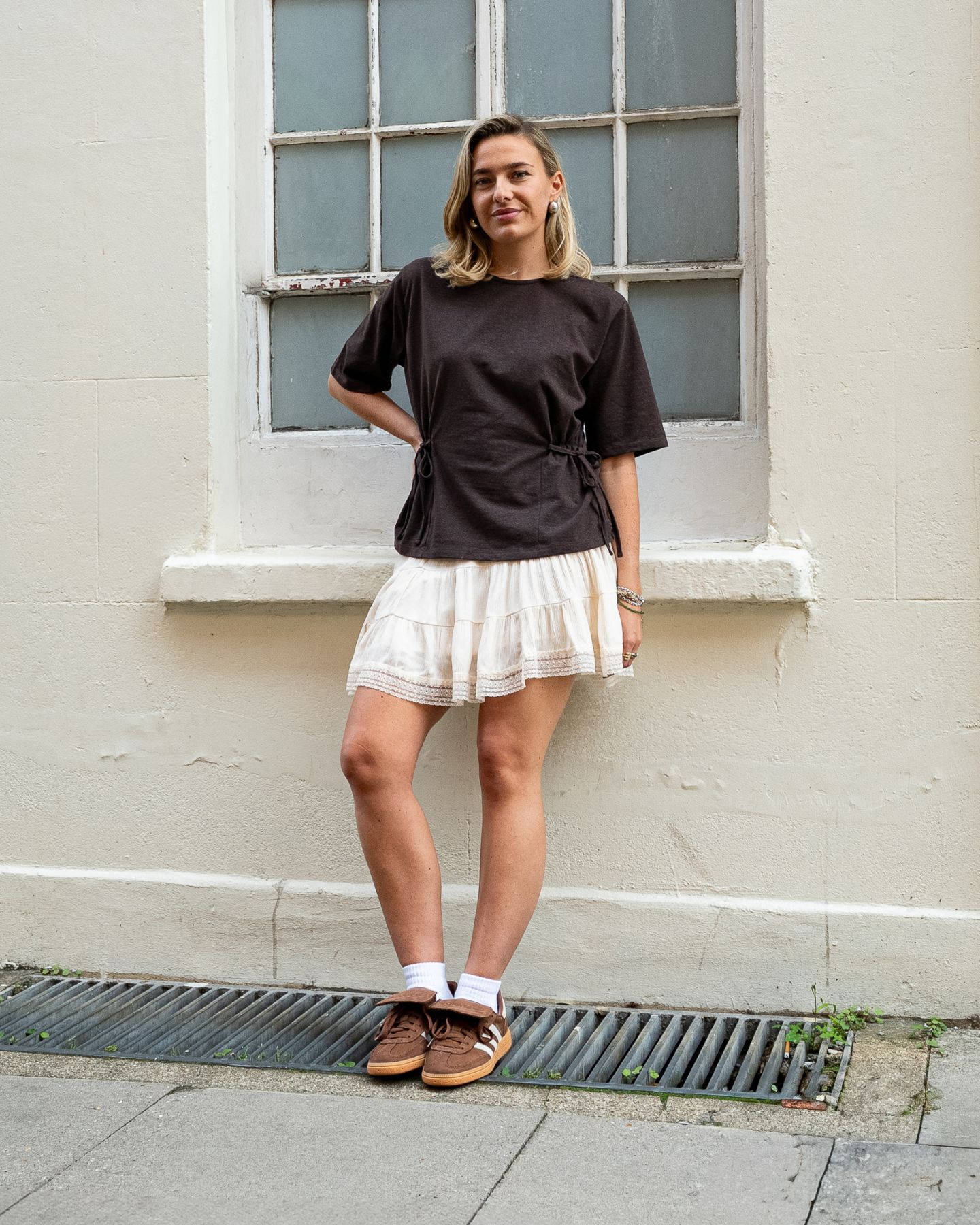 adidas Handball Spezial LT Preloved Brown Gum | Skirt Outfit