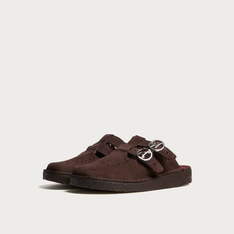 Damson Madder x Clarks Mary Jane Mule Chocolate AW26 DM 4160 front
