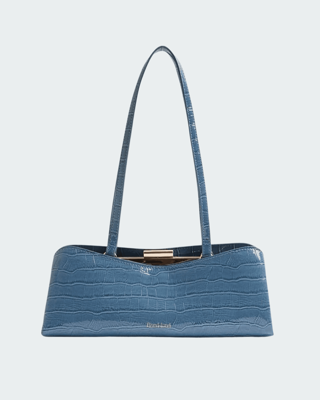 River Island Croc print metal frame shoulder bag