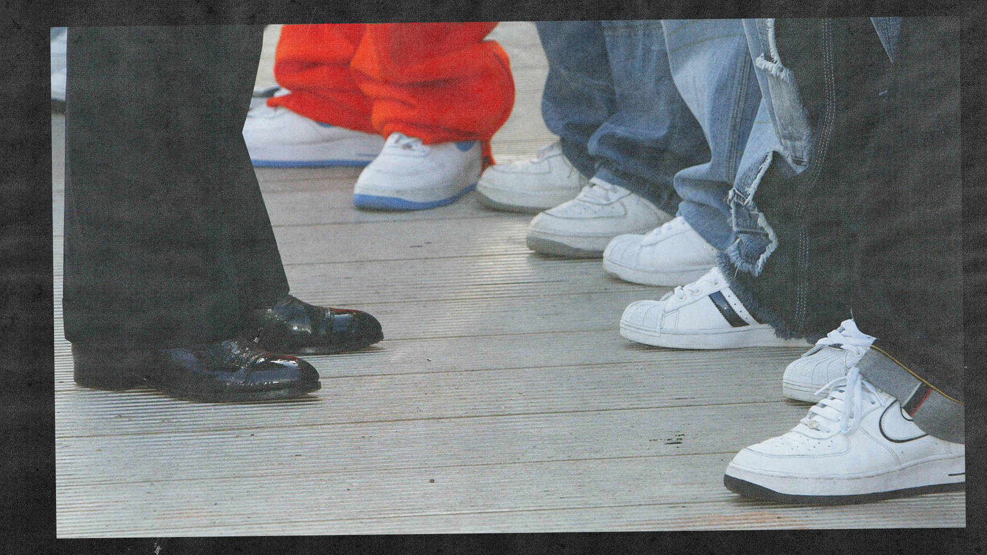 Prince Charles stood next to Blazin Squad at Party in the Park 2010 air force ones opposite classic brogues foot shot