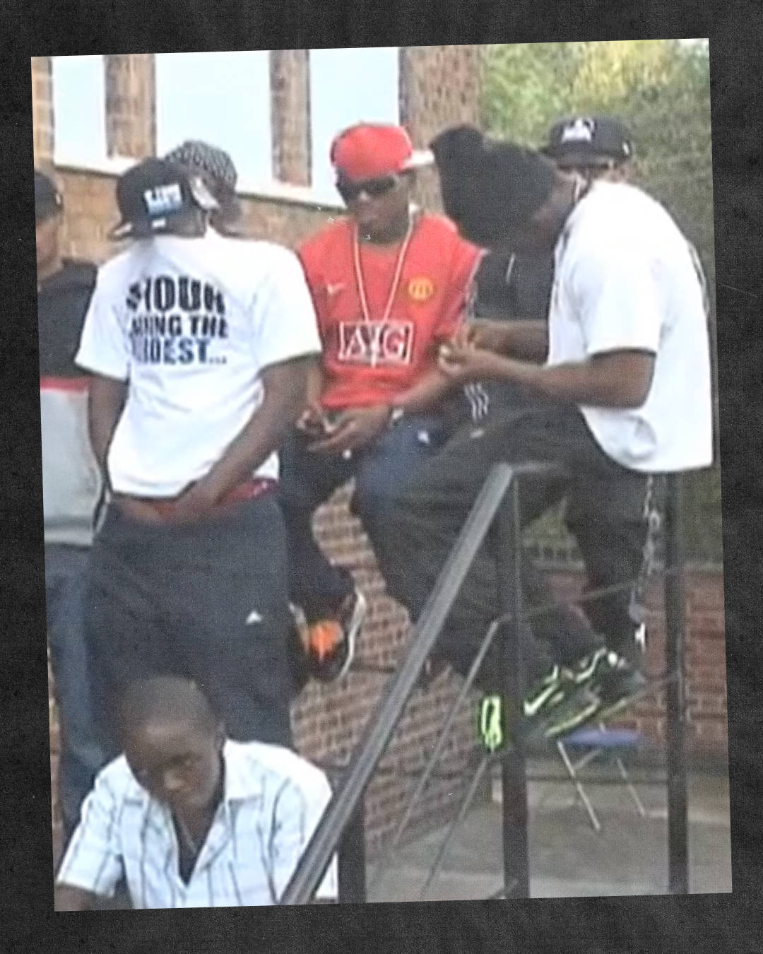 Midlands bassline music video shot of gang wearing air max 90 with neon lacing to match the swoosh