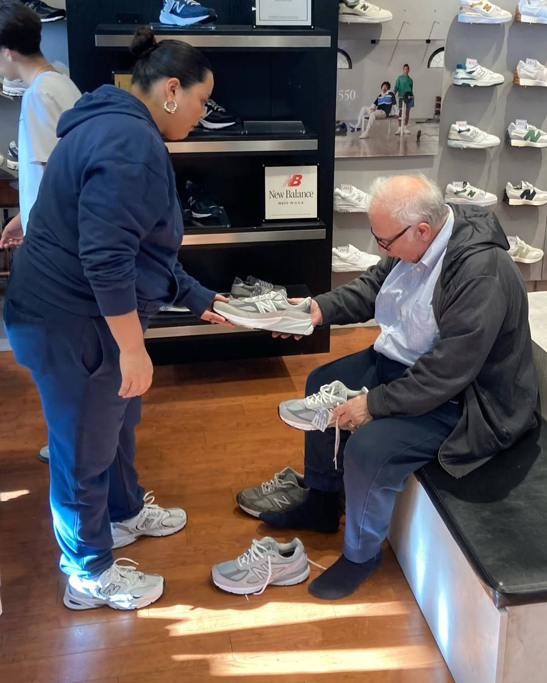 grandpa getting a fresh pair of new balance 990v6