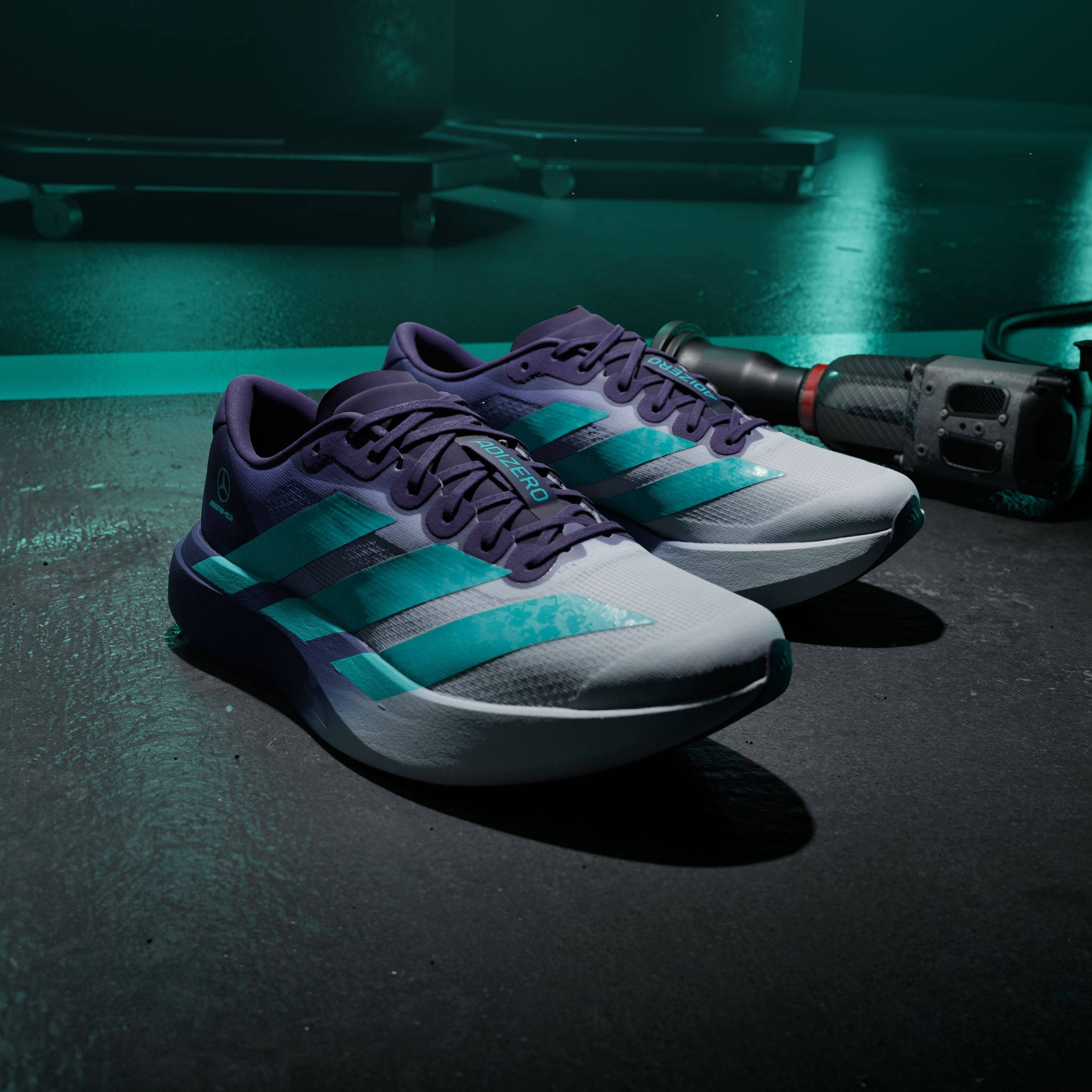 adidas EVO SL Mercedes AMG Petronas F1 Blue Tint Purple KI7862 front side