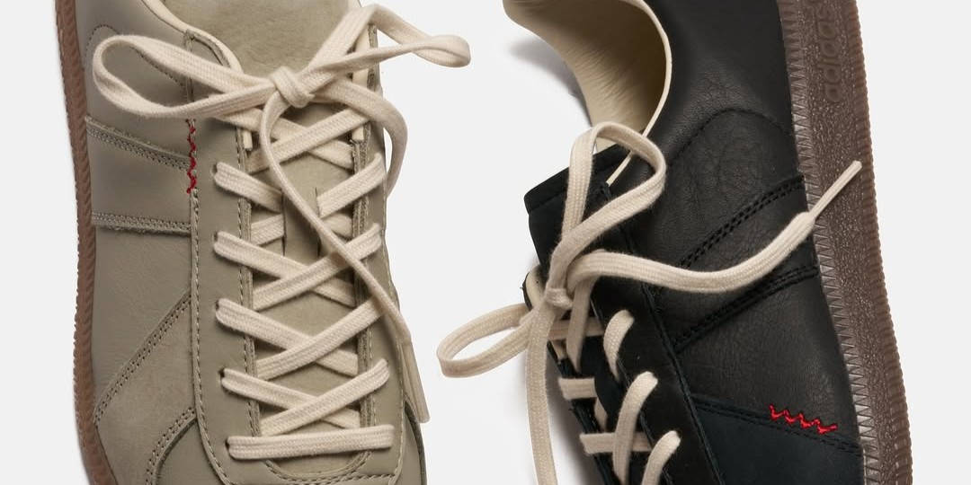 hartcopy bw army trainers flat lay image 2