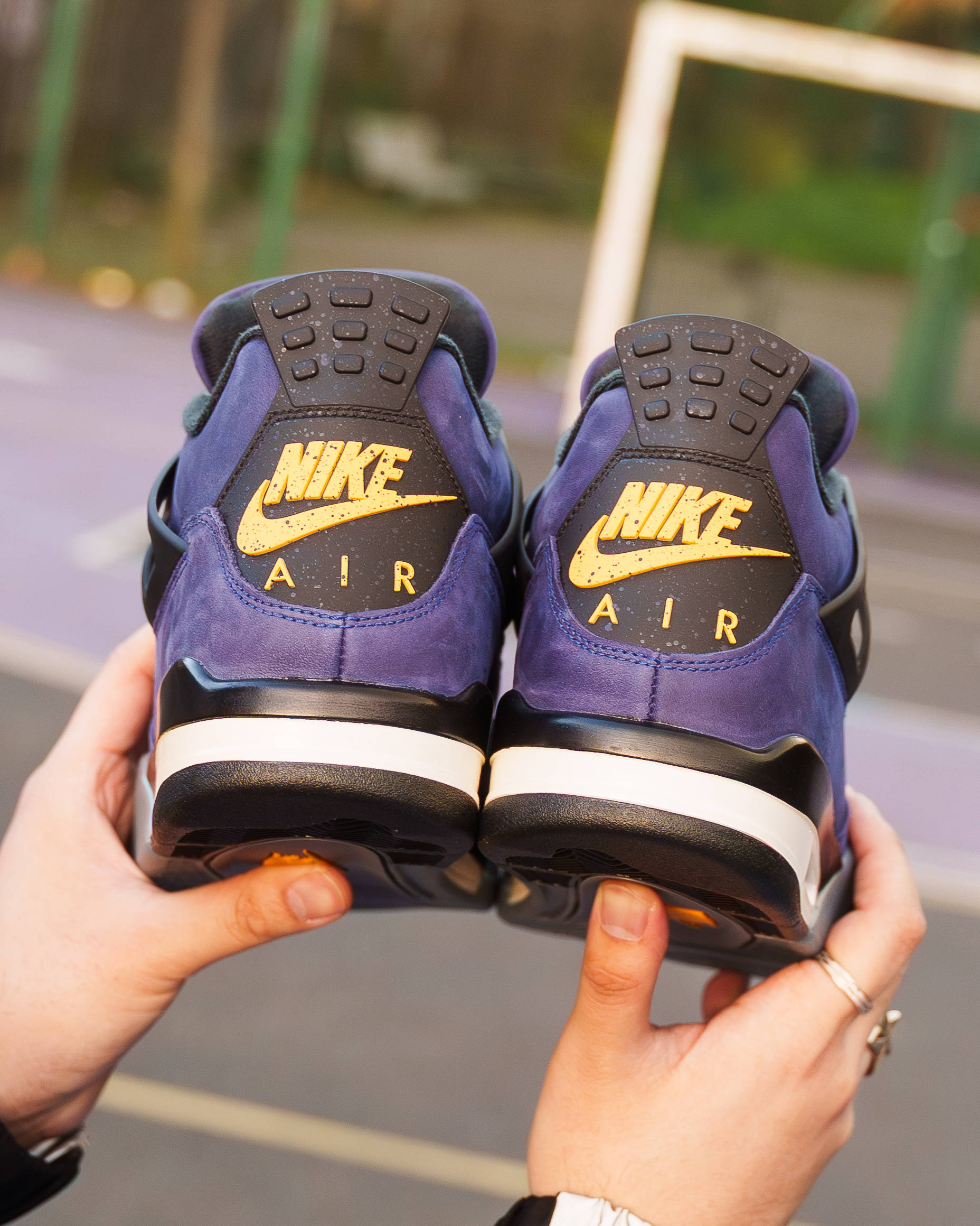 purple jordans suede