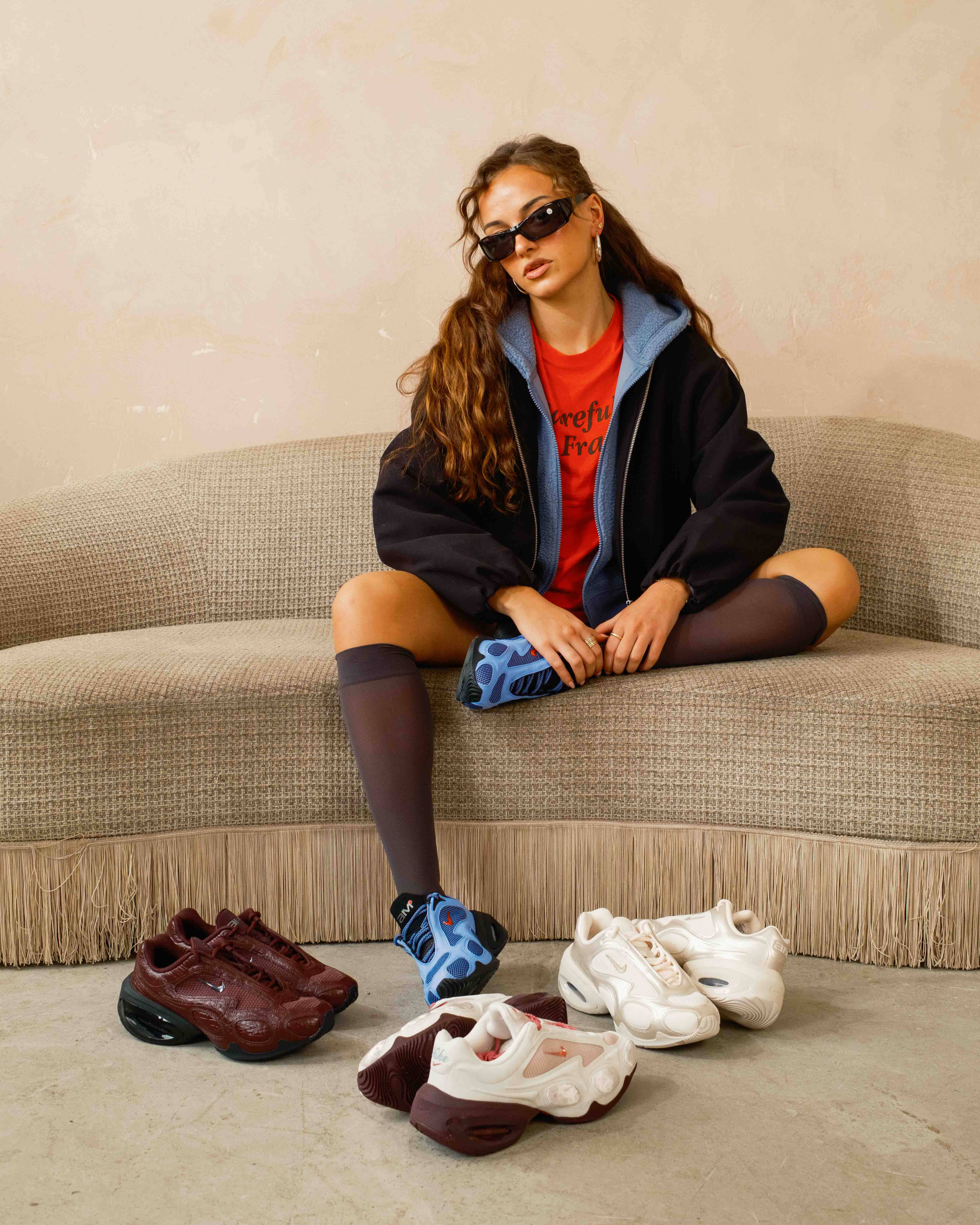 nike air max muse collection shot editorial couch backdrop model