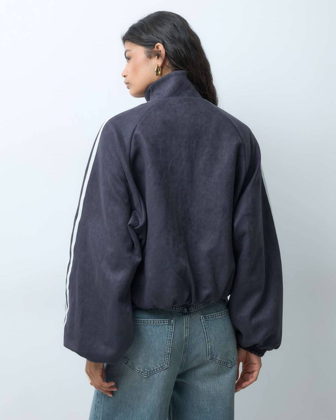 adidas Originals suede track top in black