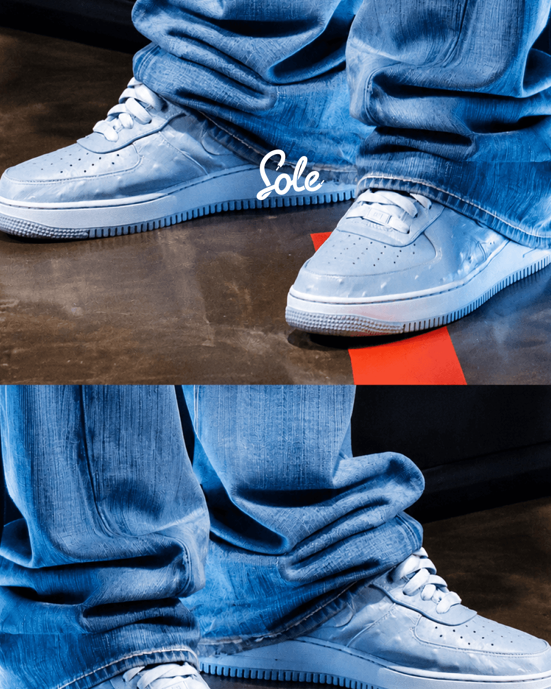 travis scott wearing his air force 1 ice blue with jeans