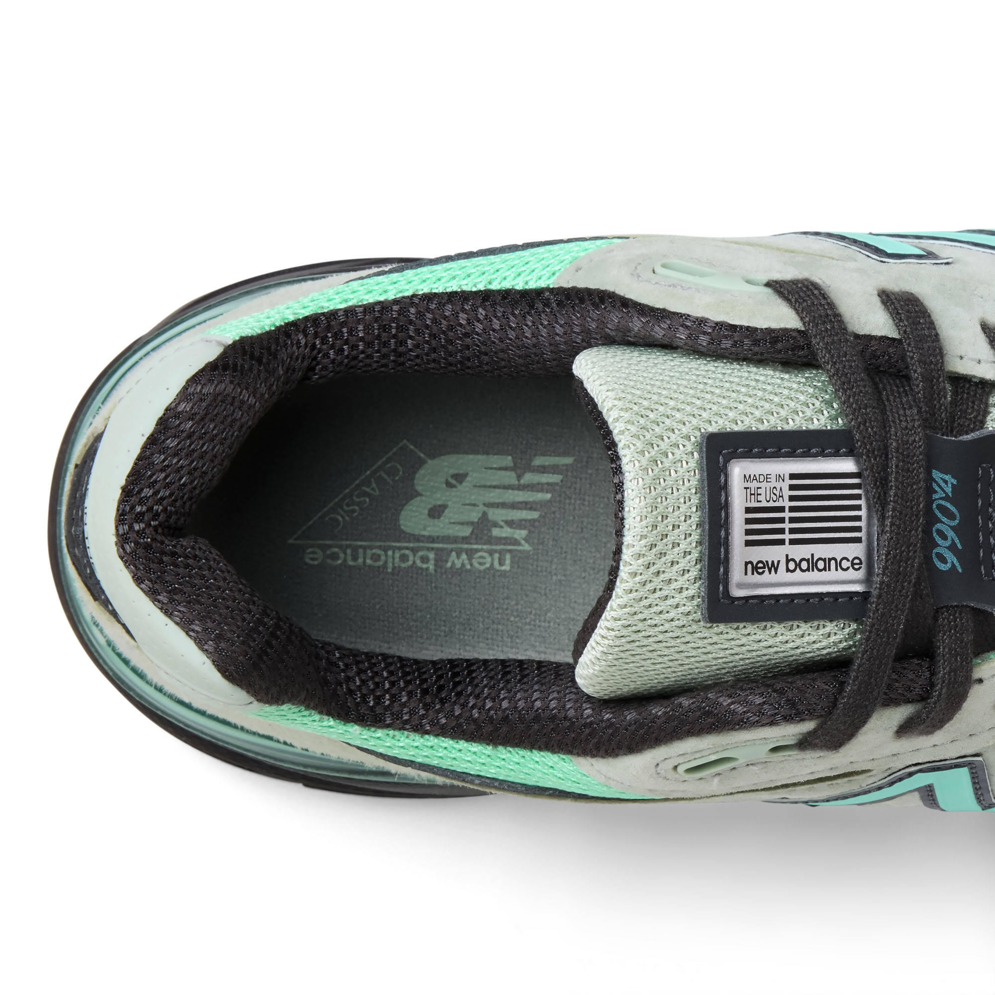 New Balance 990v4 Silver Moss Bright Mint Detail