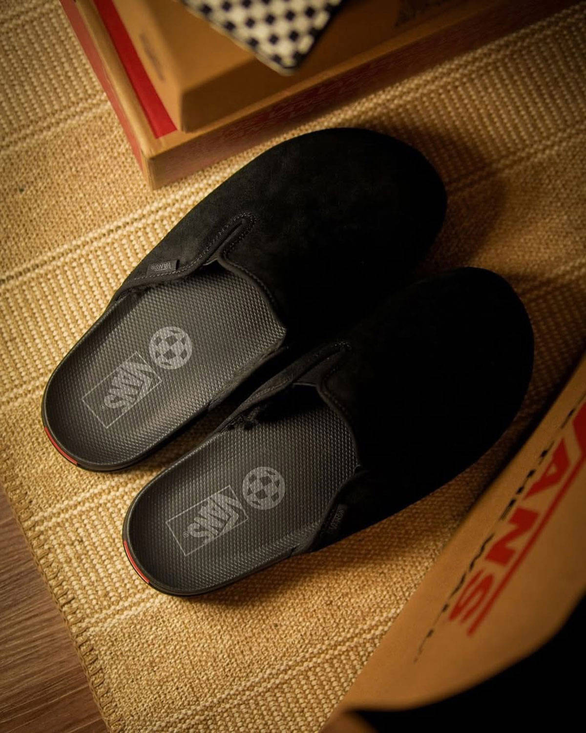 top down shot of Vans harbor mule slip on