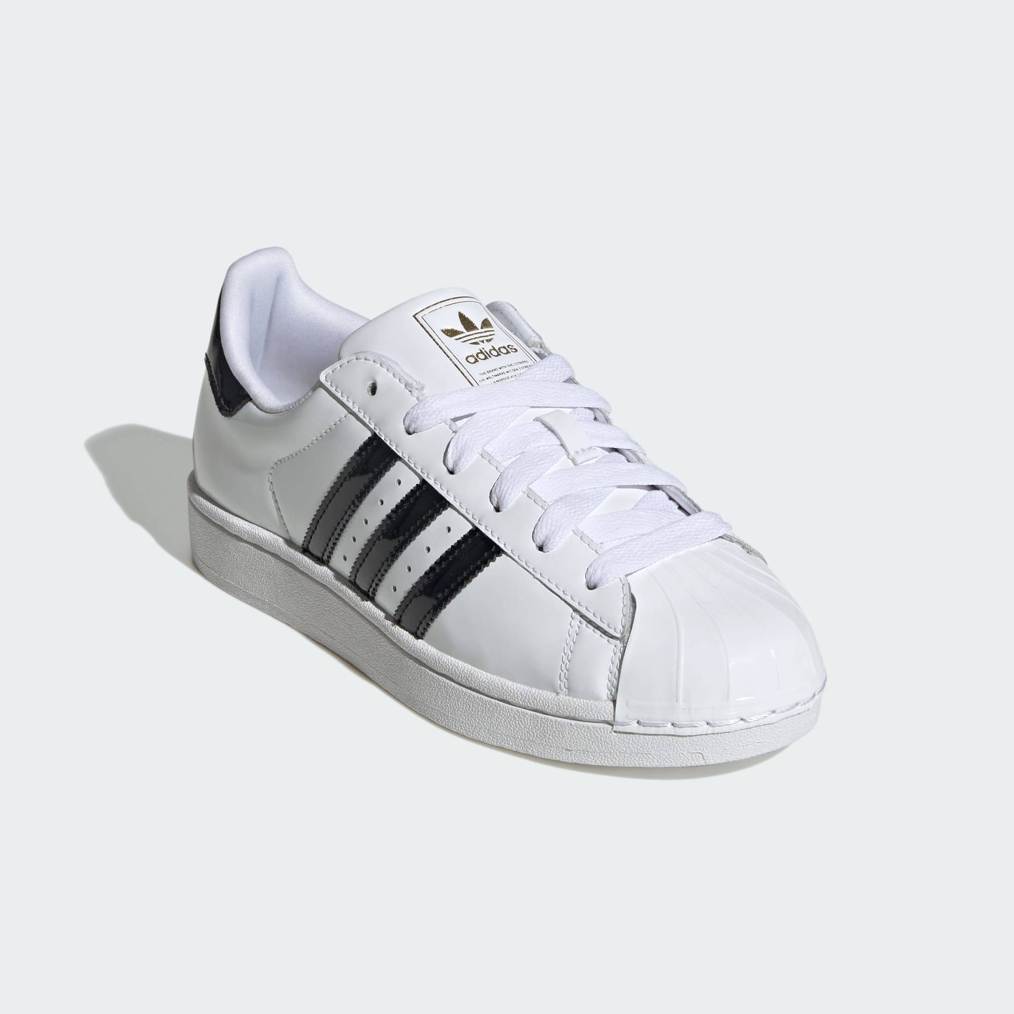 adidas Superstar II Trainers White Black Patent Front