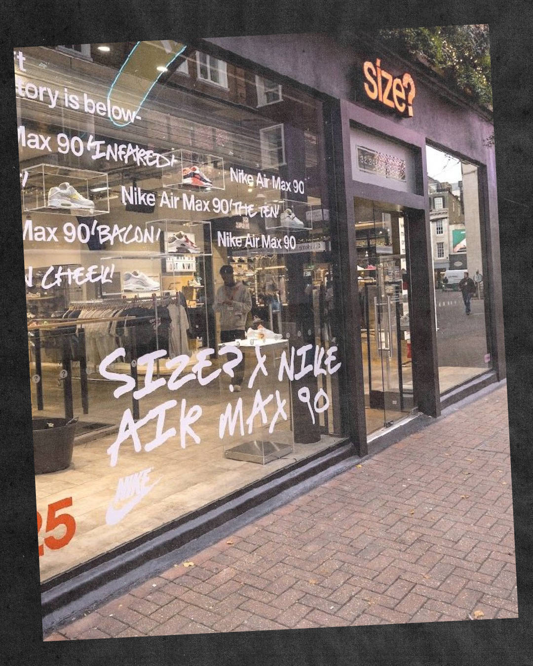 size? carnaby shop window for the size 35th anniversary air max 90 edition