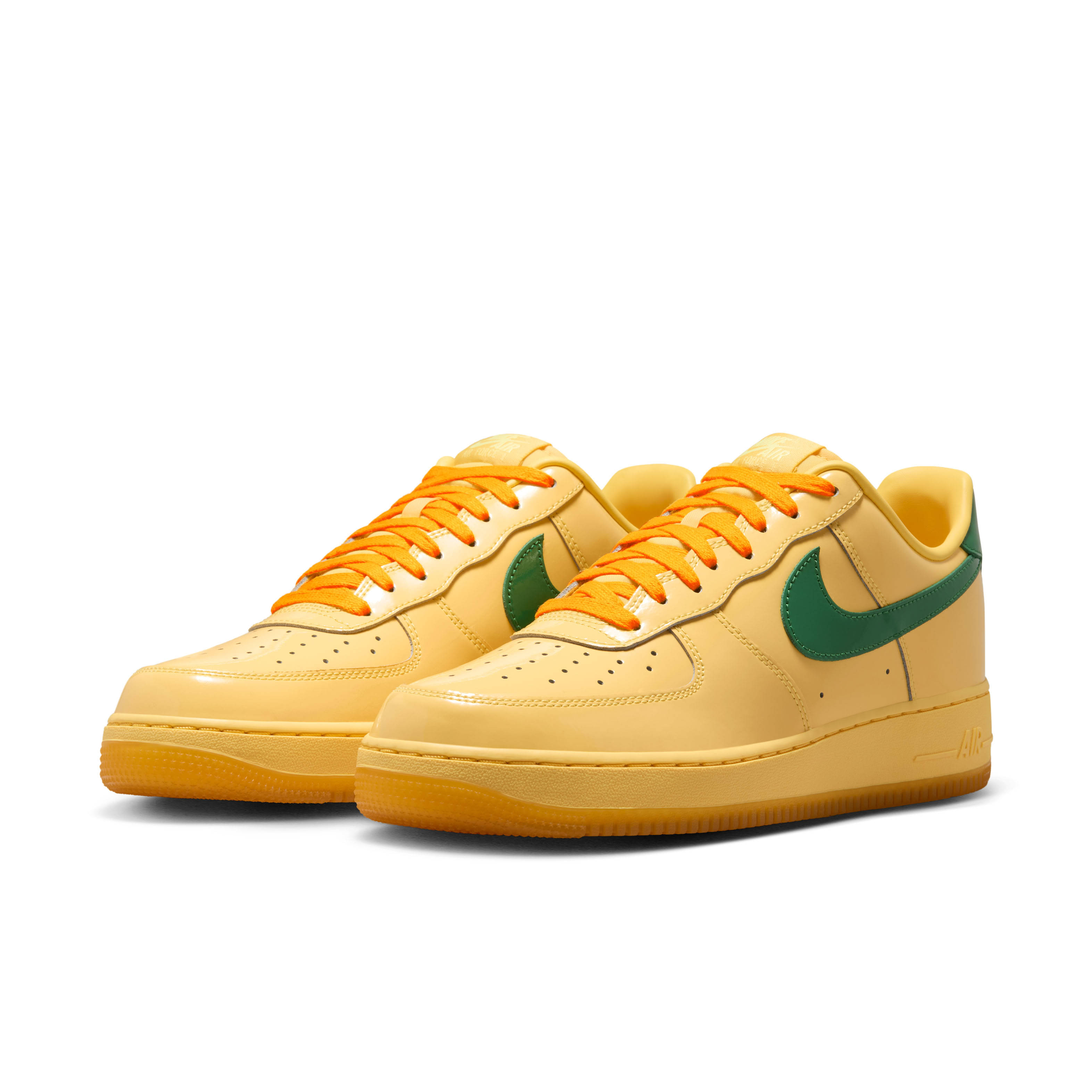 Nike Air Force 1 Low Patent Pack Topaz Gold Pair