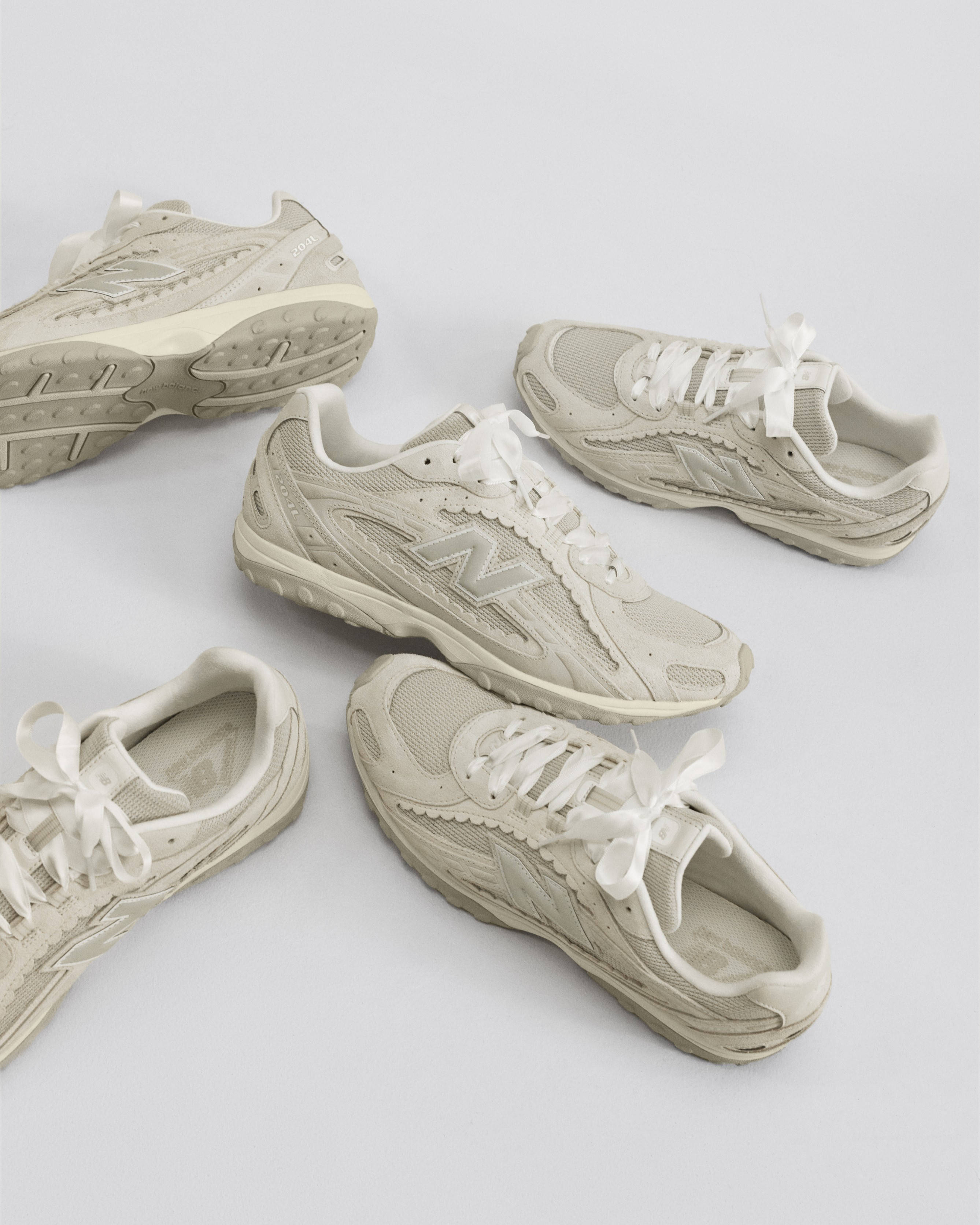 Rosalia x New Balance 204L campaign images white background 