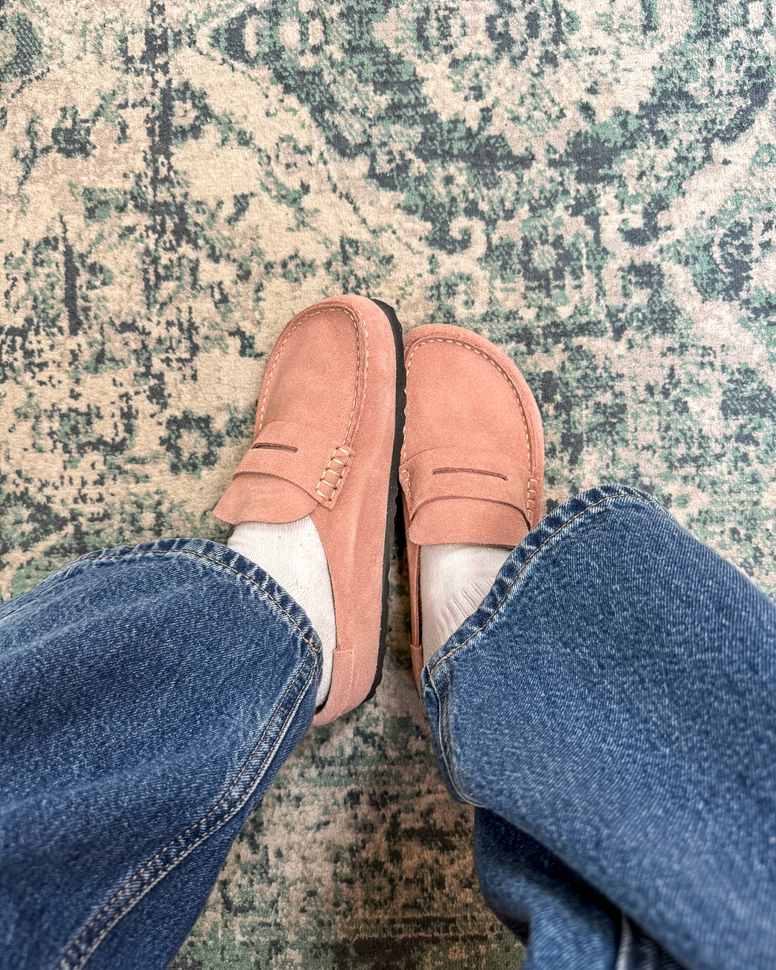 Birkenstock Naples Pink Clay on feet shot