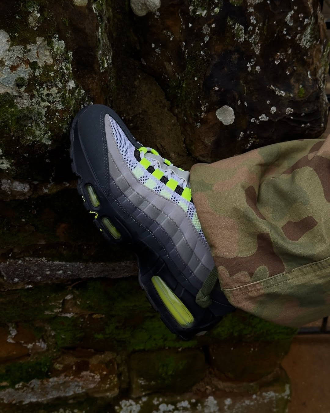 air max 95 neon up close camoflague pants styled
