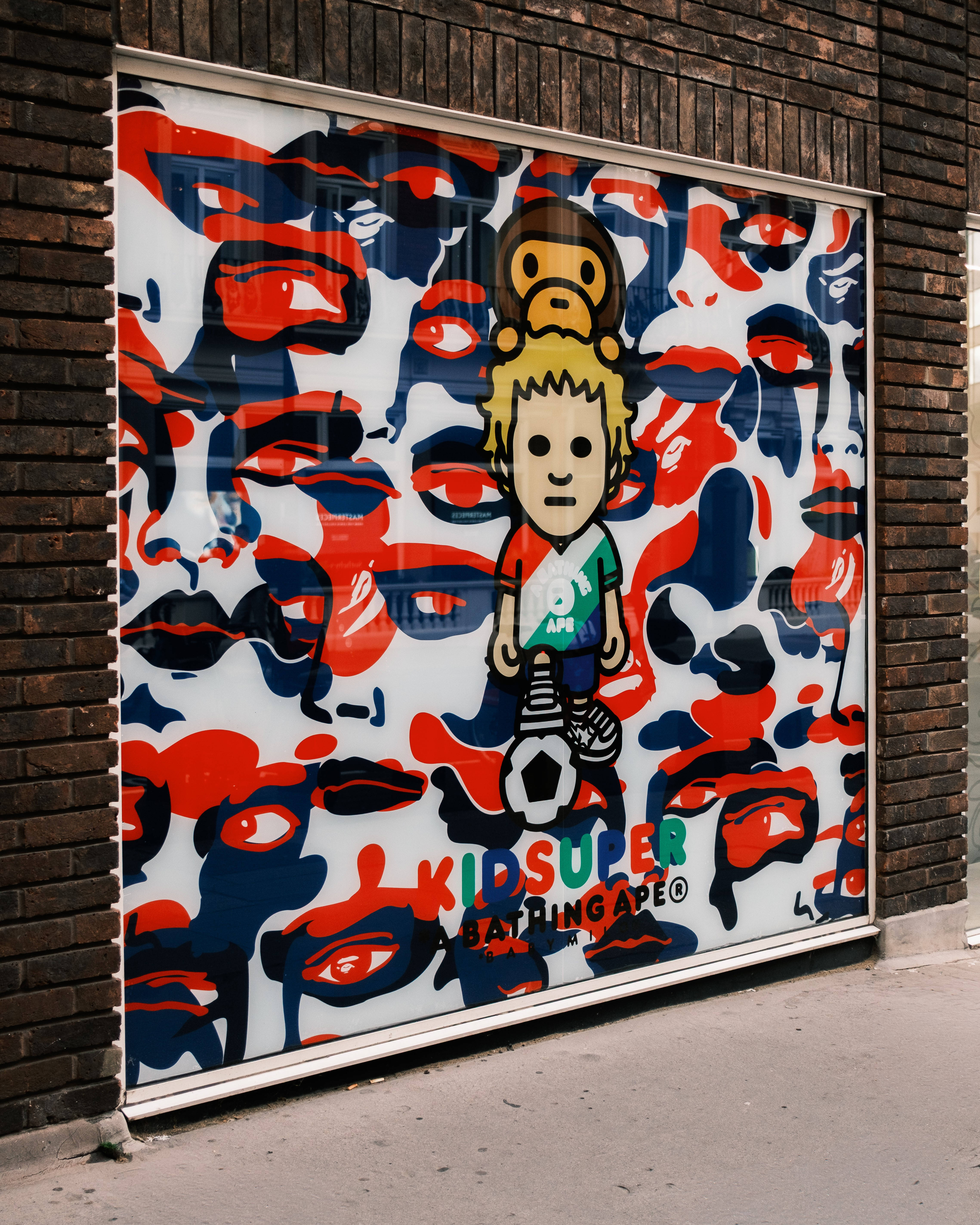 kidsuper x bape london store wall art for world cup pack