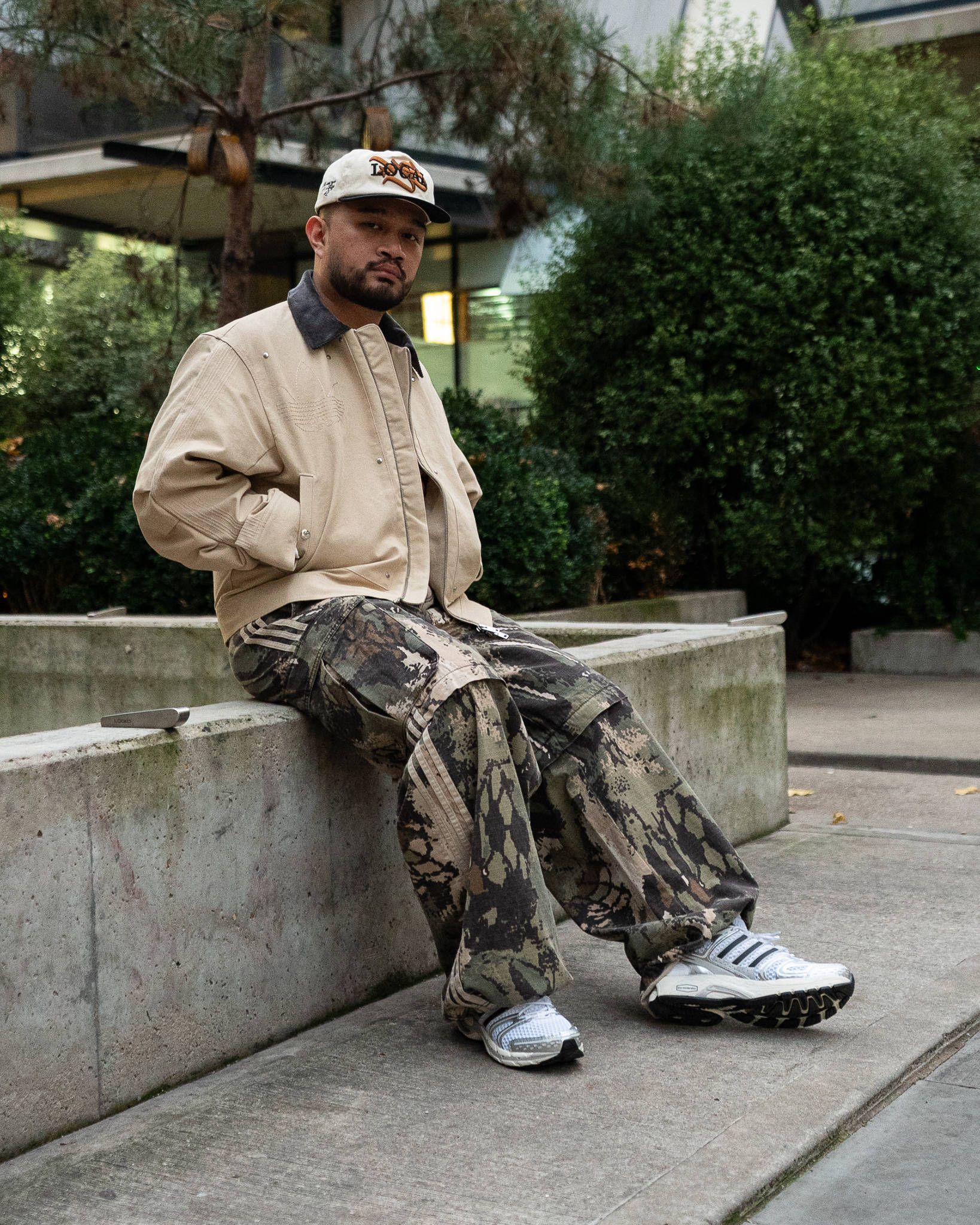 adidas Adistar Control 5 editorial shot with adidas outfit